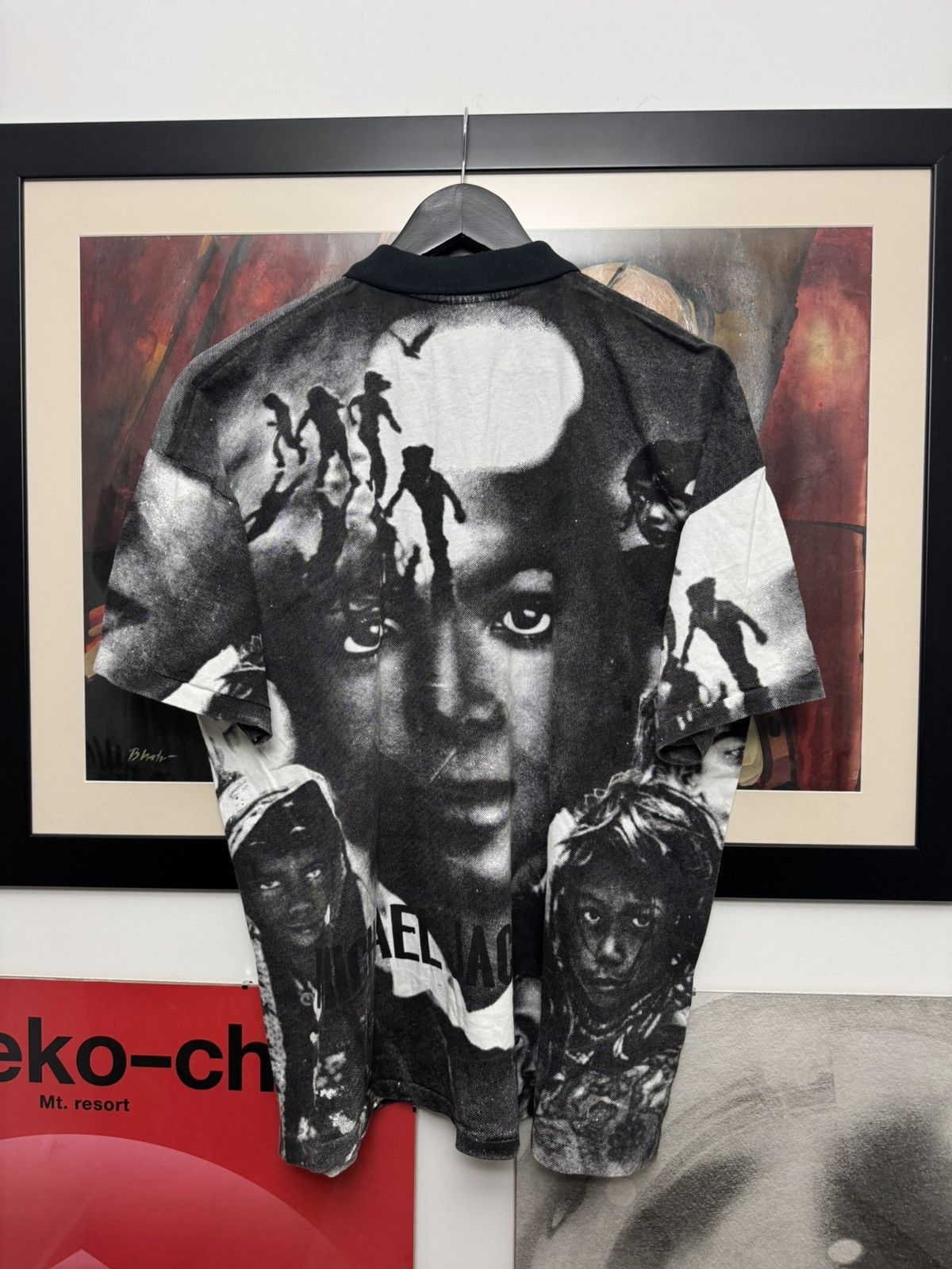 Band Tees Vintage 90s Michael Jackson Fullprint Polo Tee Pop Star Size US XL / EU 56 / 4 - 2 Thumbnail