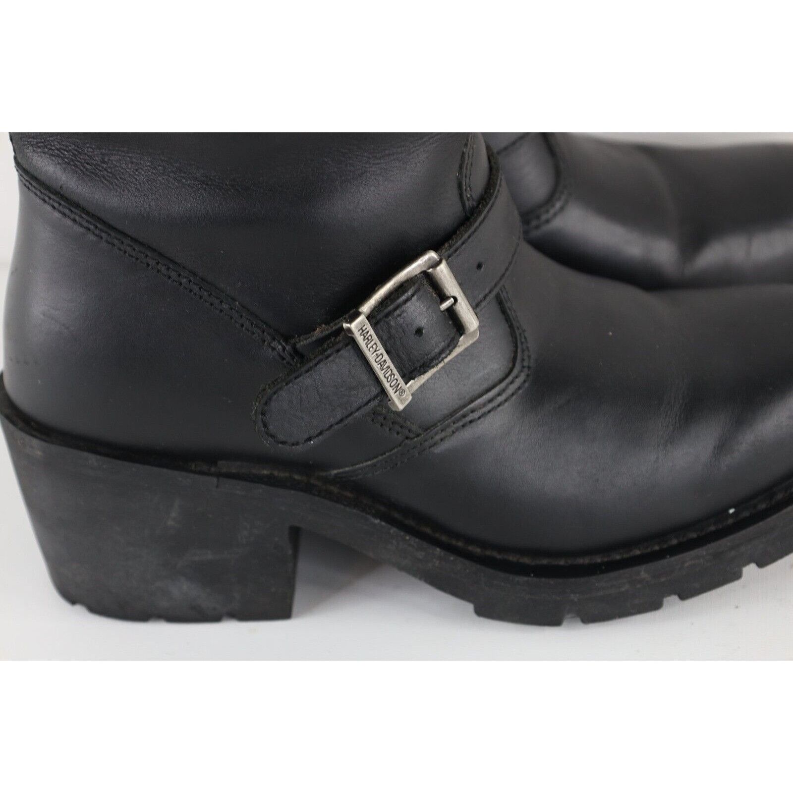 Harley Davidson × Vintage Vintage 90s Harley Davidson Leather Buckle Heeled Boots Size US 8 / IT 38 - 6 Thumbnail
