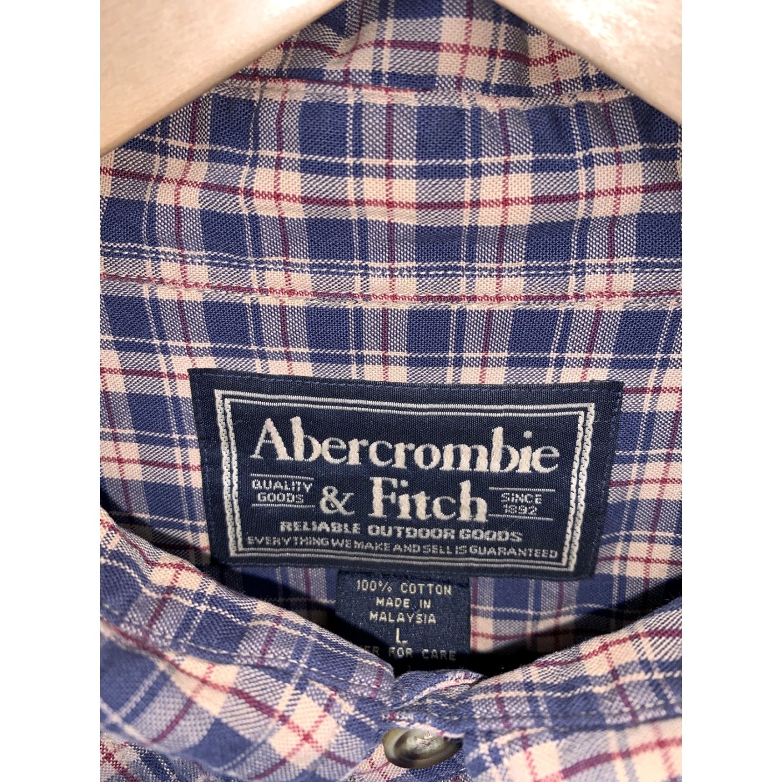 Abercrombie & Fitch VINTAGE Abercrombie & Fitch Mens Button-Down Shirt Plaid Blue Tan L -> (adjusted within rules?) Size US L / EU 52-54 / 3 - 3 Thumbnail
