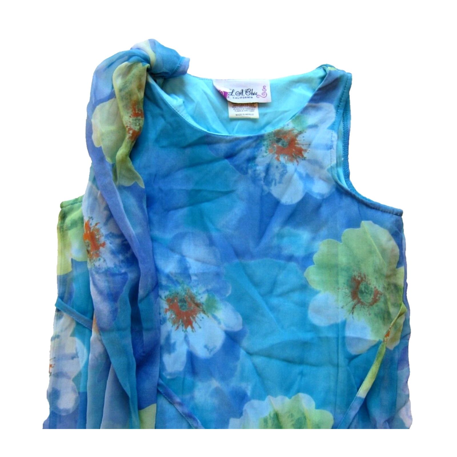 Vintage VINTAGE L. A. Chic California Floral Midi Tank Sun Dress Small Blue Green Orange Dress Size S / US 4 / IT 40 - 4 Thumbnail