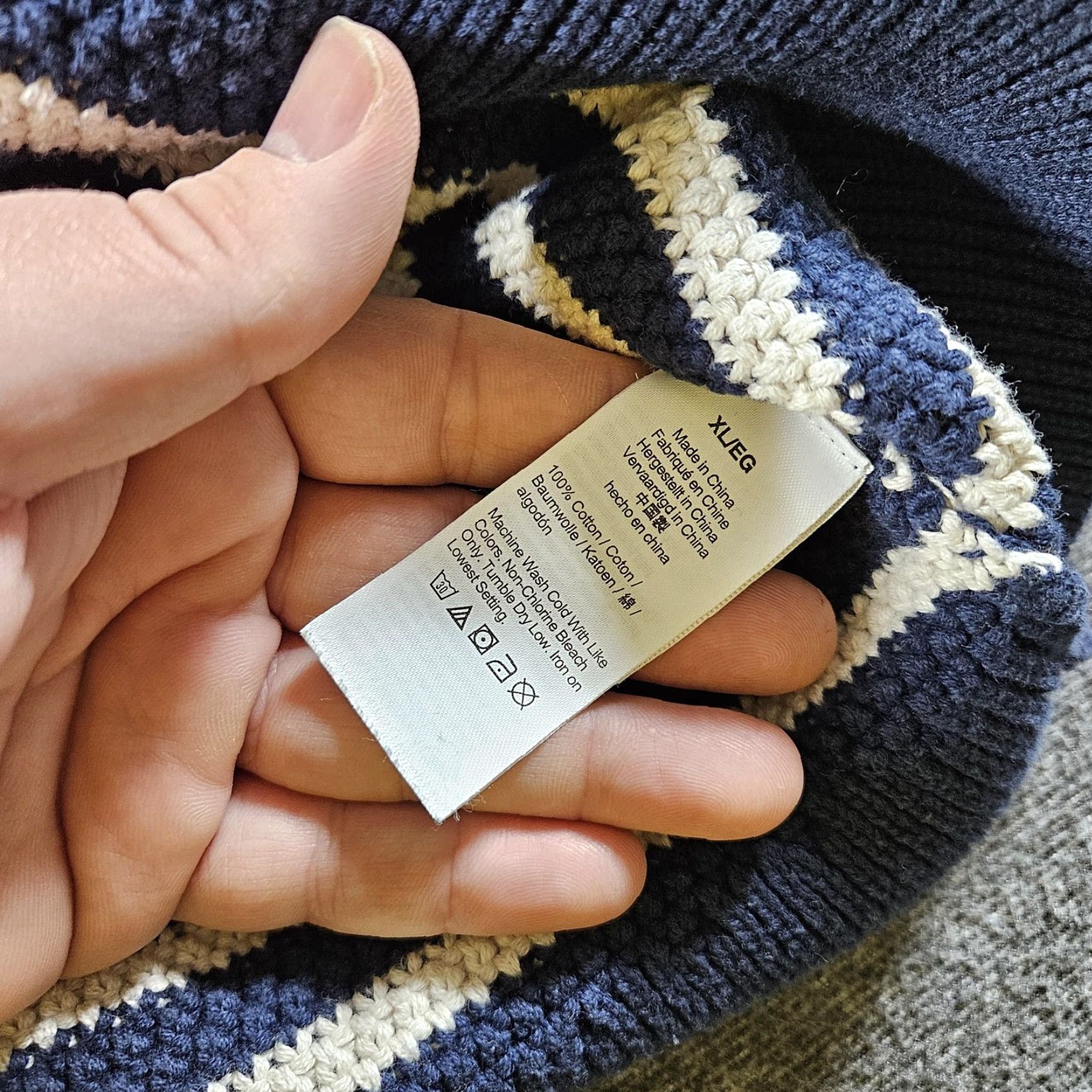 J.Crew J.Crew Sweater Mens XL Blue White Stripe Cotton Chunky Knit 1/4 Zip Mock Neck Size US XL / EU 56 / 4 - 7 Thumbnail