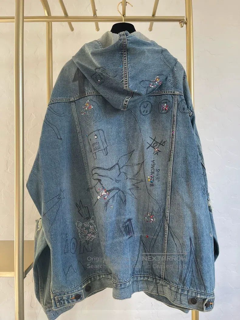 Balenciaga Balenciaga Graffiti Beaded Denim Jacket Size US S / EU 44-46 / 1 - 2 Thumbnail
