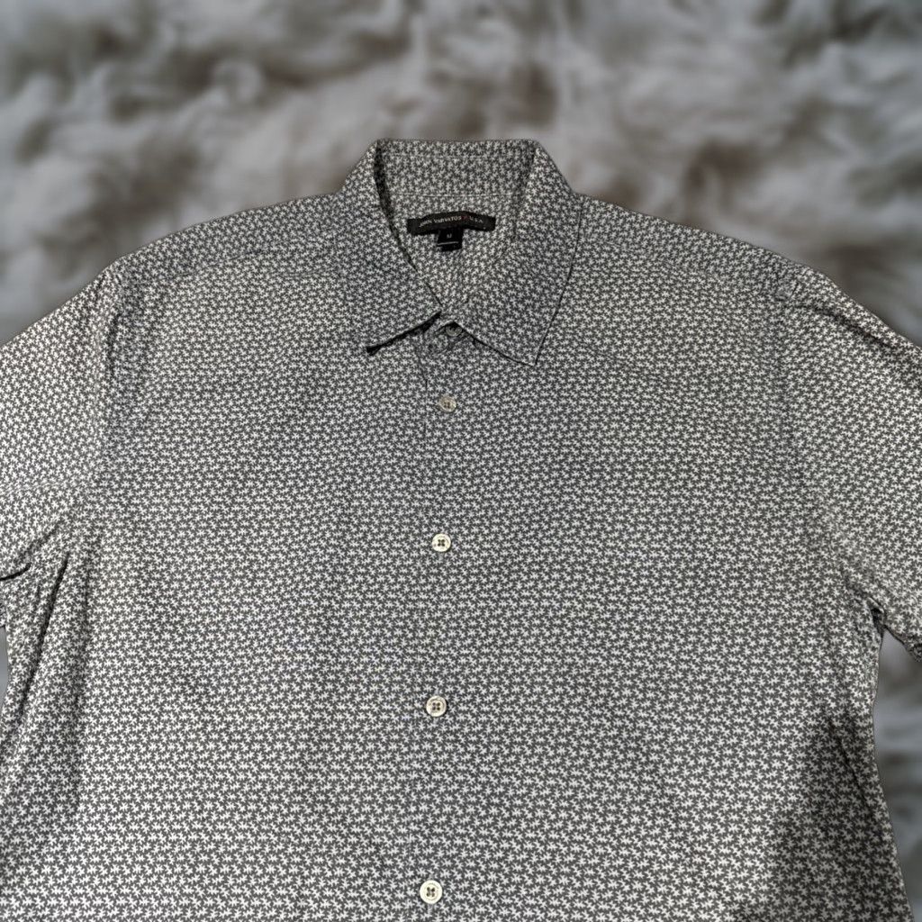 John Varvatos John Varvatos USA Shirt Mens M Blue Button Up Short Sleeve AOP Geometric Pattern Geometric Size US M / EU 48-50 / 2 - 1 Thumbnail