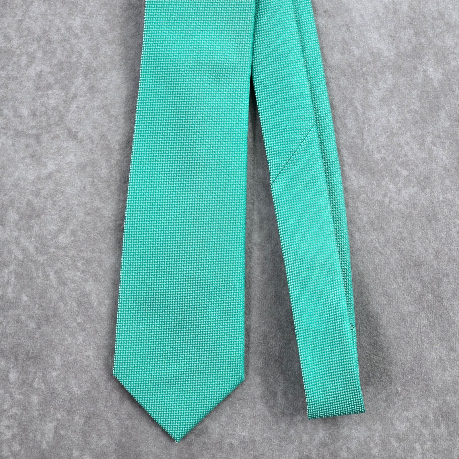 Countess Mara Countess Mara Green Silver Checker Stripe Neck Tie Size 28 - 2 Thumbnail