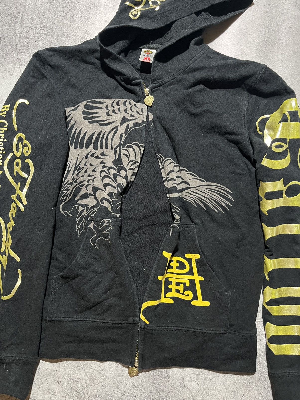 Ed Hardy Ed Hardy by Christian Audigier Zip Hoodie Black Eagle Print Size US XL / EU 56 / 4 - 11 Thumbnail