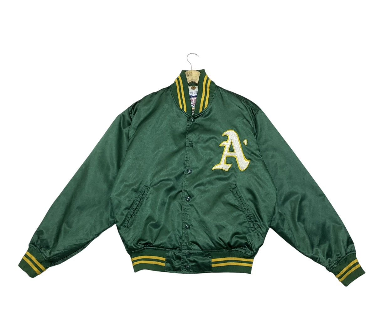 Chalk Line × MLB × Starter 💥Vtg National League Oakland Athletics Satin Bomber Jacket Size US L / EU 52-54 / 3 - 1 Thumbnail