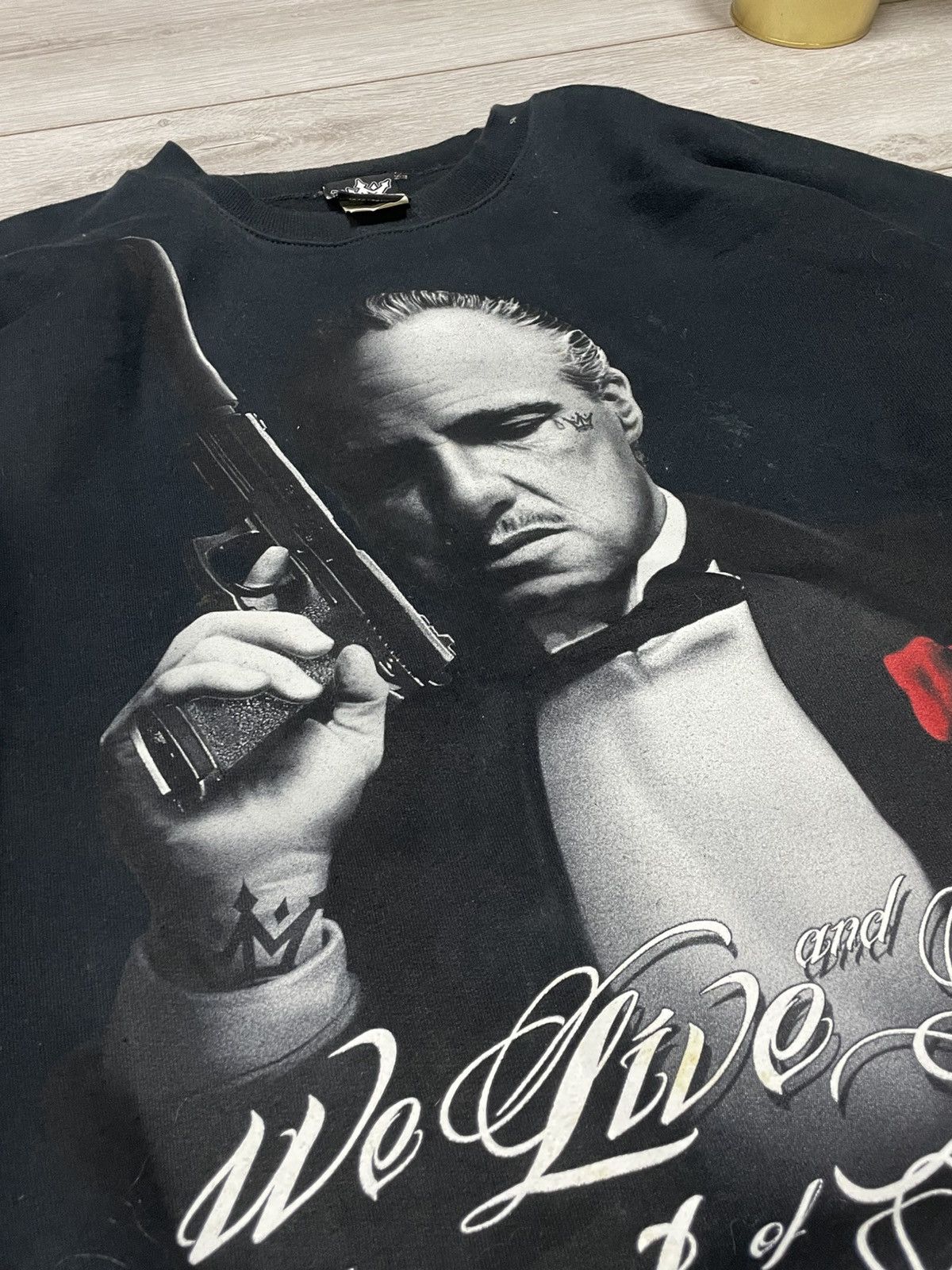 Vintage Don Corleone Mafioso USA The God Father bog print sweatshirt Size US XL / EU 56 / 4 - 10 Thumbnail