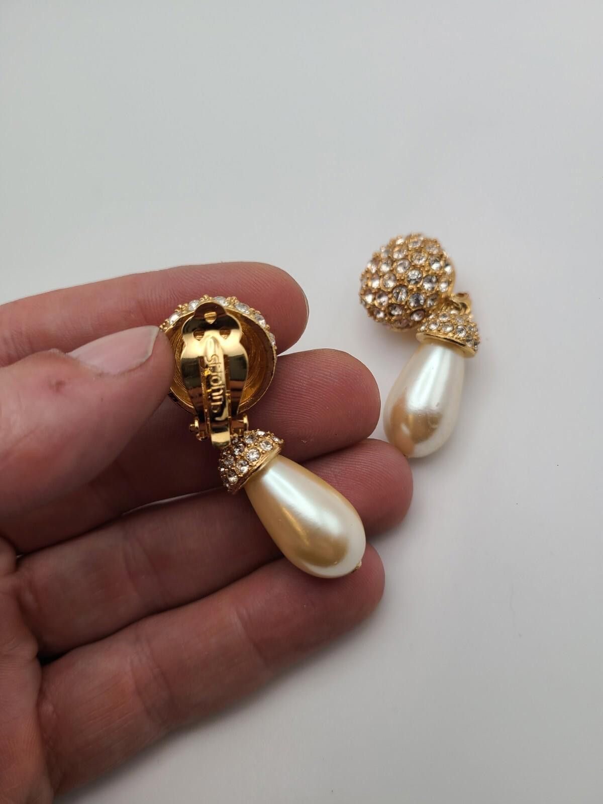 Powell Peralta St. John Faux Pearl And Crystal Dangle Earrings, Signed Size ONE SIZE - 2 Thumbnail