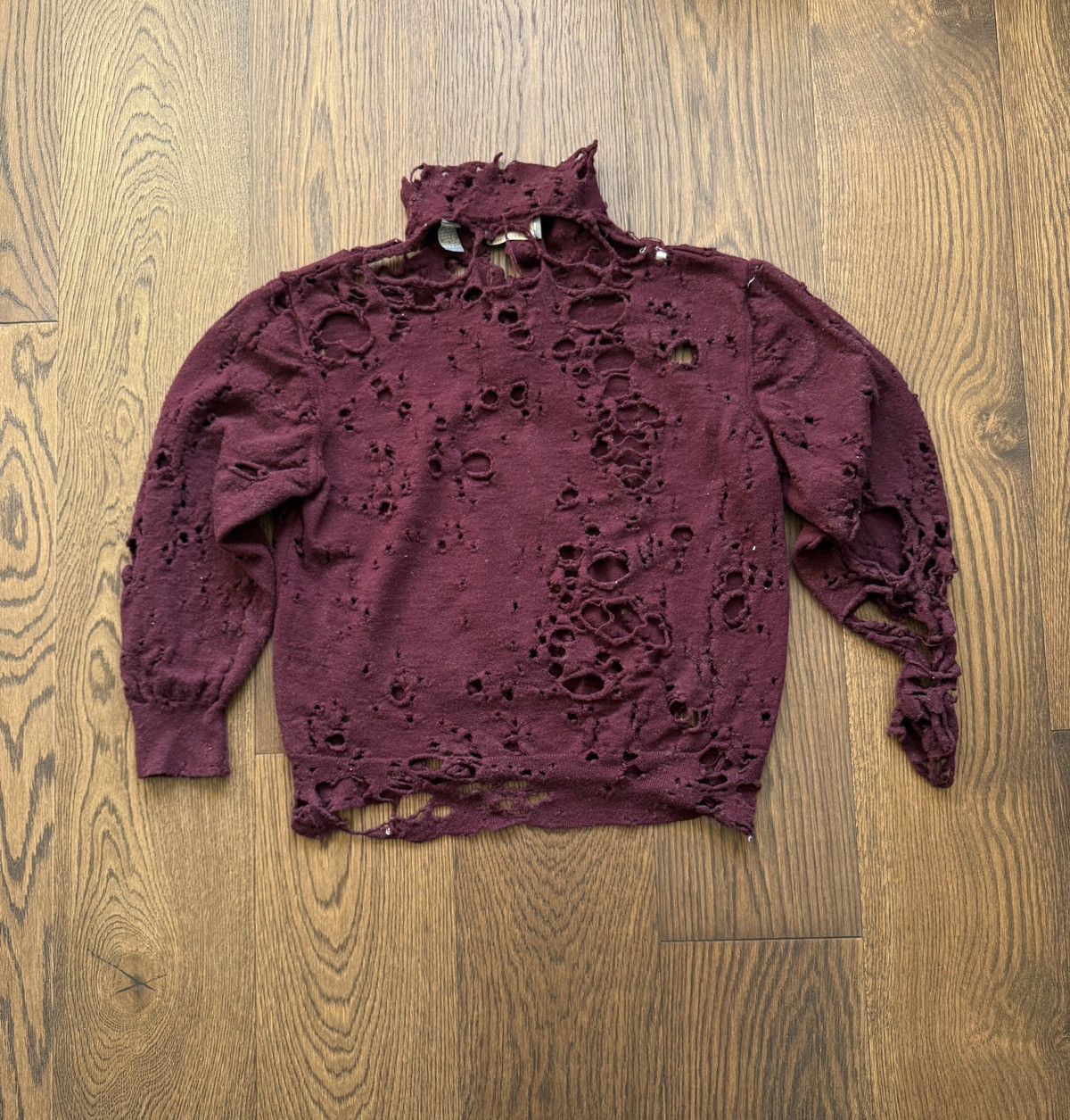 Vintage Vintage Thrashed Collared Knit Long Sleeve Wool Sweater Size US L / EU 52-54 / 3 - 2 Thumbnail