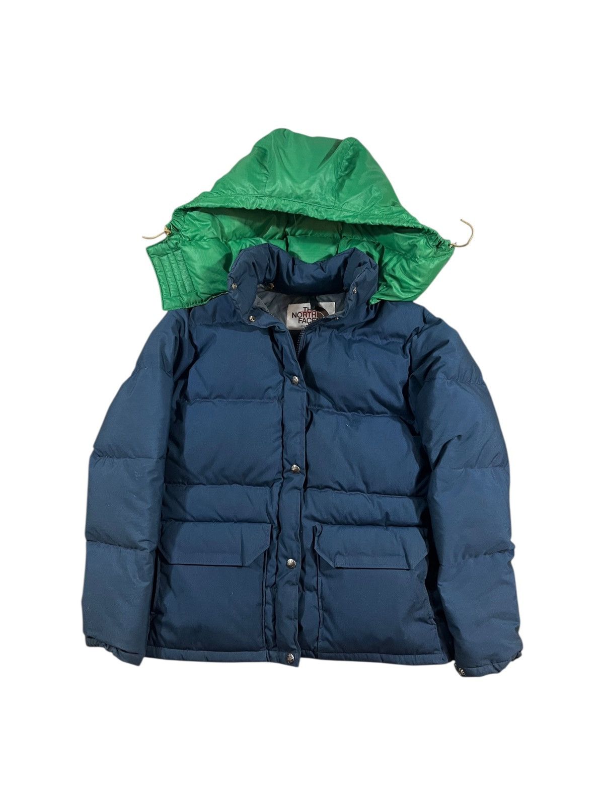 Vintage Vintage 70s North Face Down Puffer Jacket Hooded Blue Green Size S / US 4 / IT 40 - 1 Thumbnail