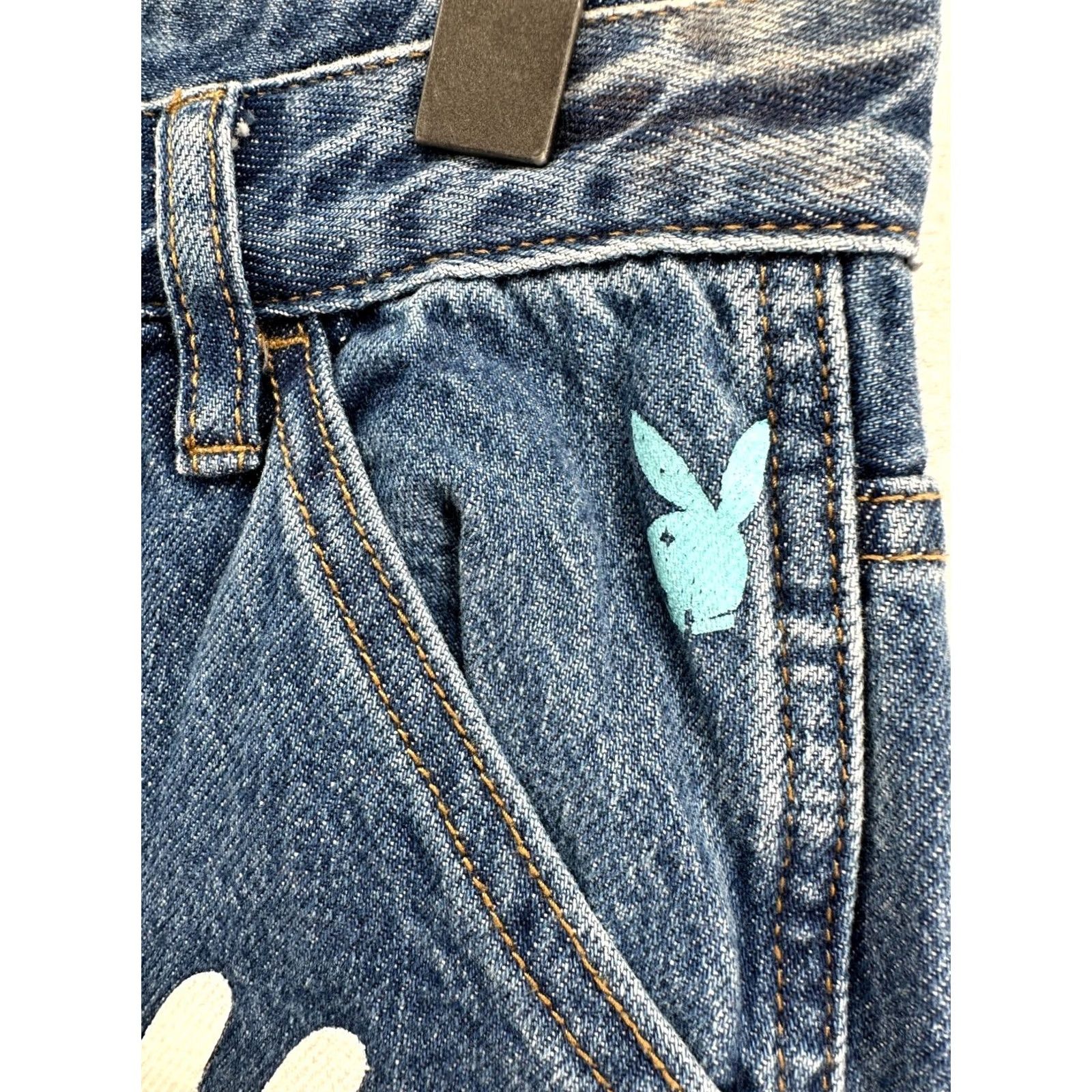 Pacsun Pacsun Payboy Straight Jeans Blue Women's 27 Denim Pockets 100% Cotton Denim Medium Wash Regular Fit Carpenter Inseam 33 in Size 27" / US 4 / IT 40 - 7 Thumbnail