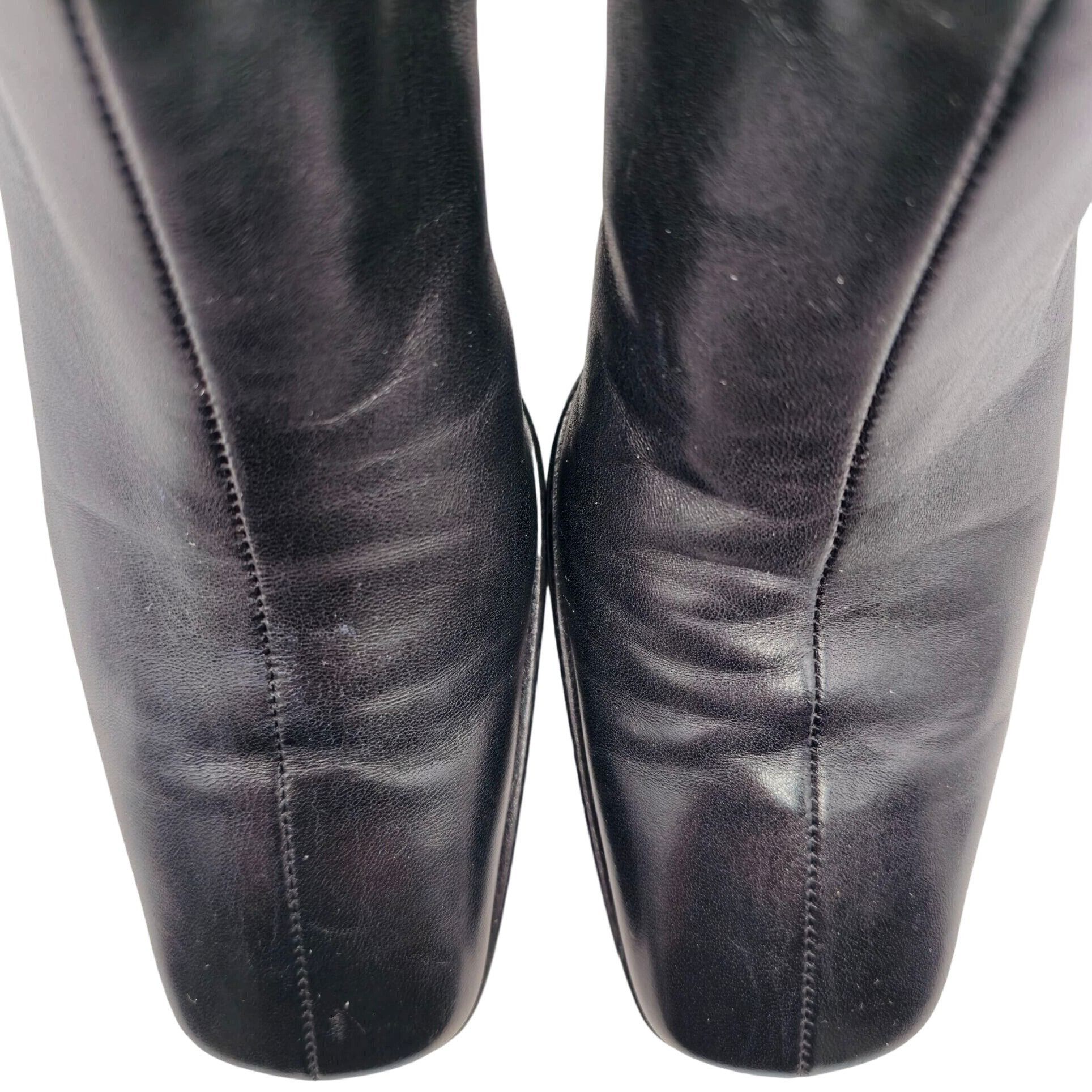 Ferragamo Italy Women 8.5 4A Narrow Black Leather Dress Shoe