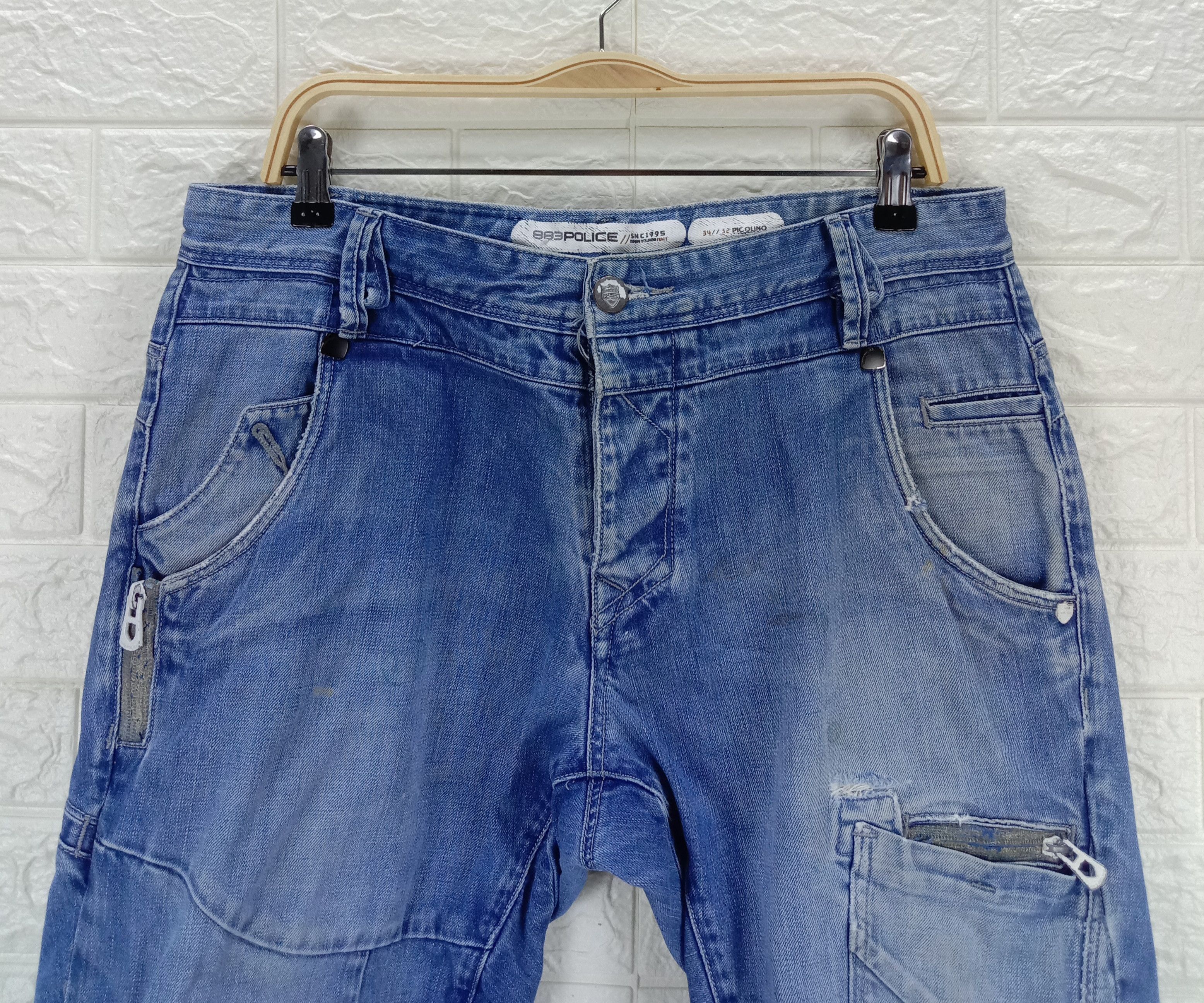 Japanese Brand Vintage Police Multi Pocket Blue Wash Jeans Size US 34 / EU 50 - 2 Thumbnail