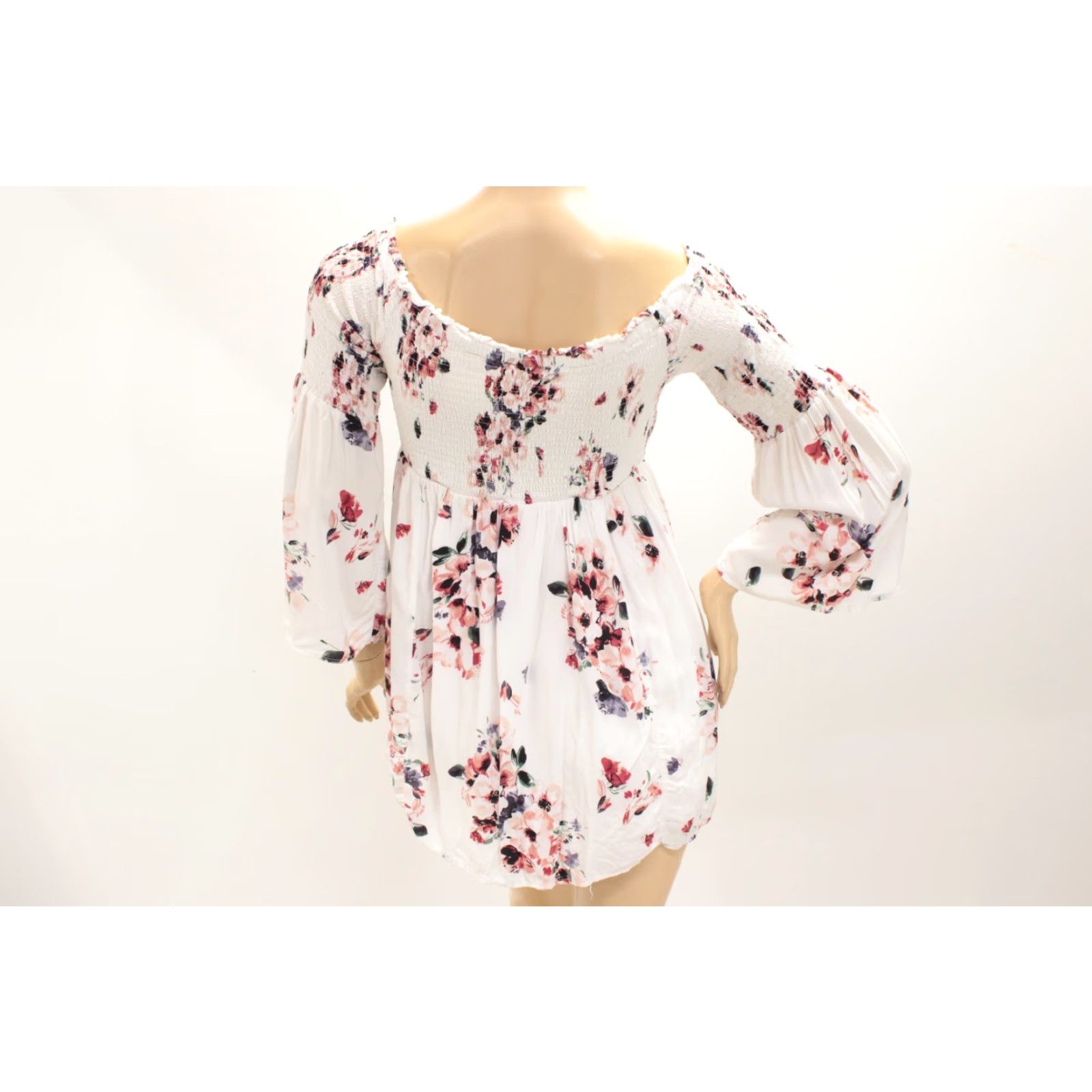 Torrid Torrid Off Shoulder Top Floral White 2X Torrid Lace-Up Smocked Modal Blouse Women's PTNS Size XXL / US 16-18 / IT 52-54 - 3 Thumbnail