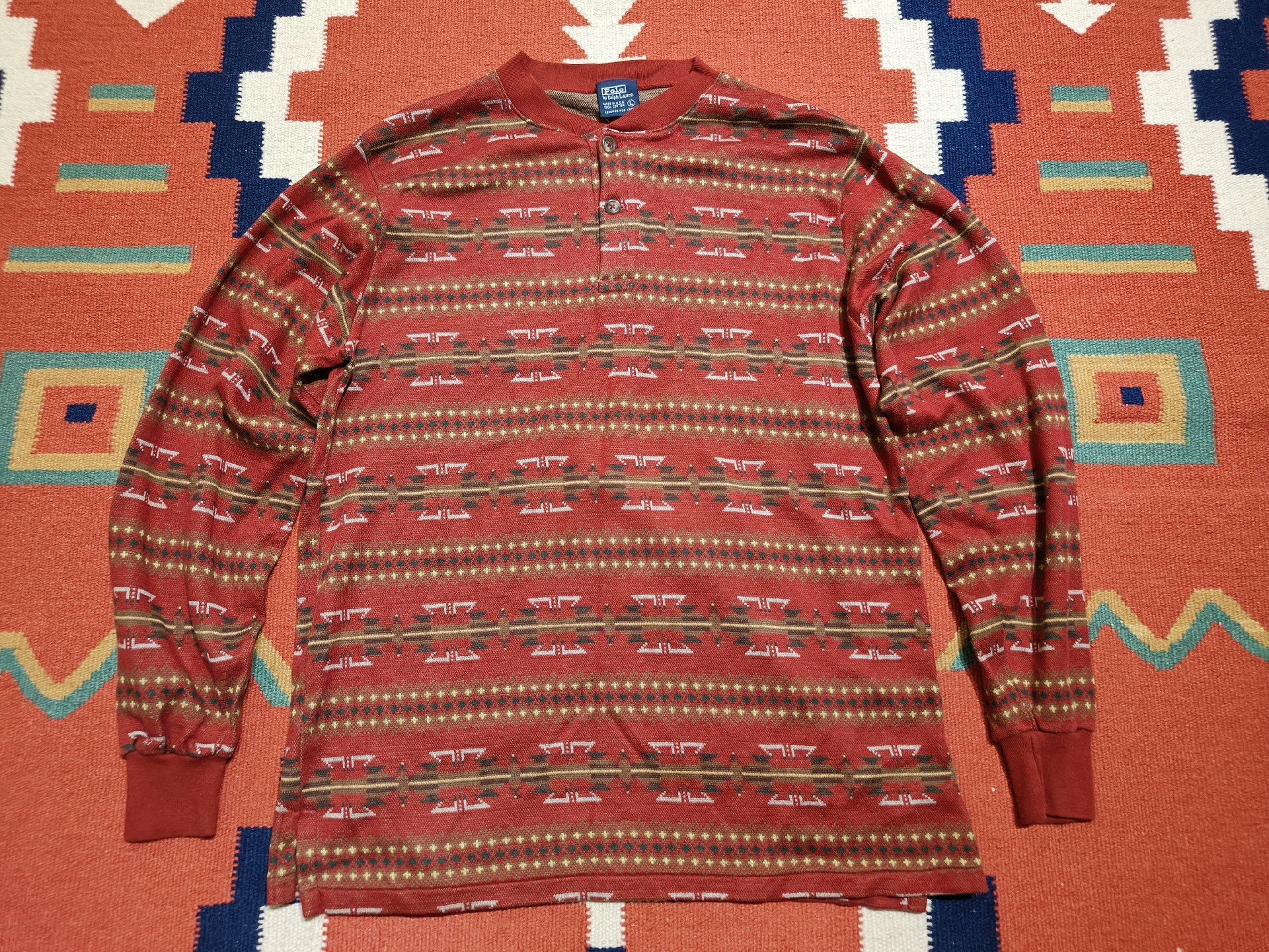 RRL Ralph Lauren Vintage Ralph Lauren RRL Henley Sweater Size US L / EU 52-54 / 3 - 1 Thumbnail
