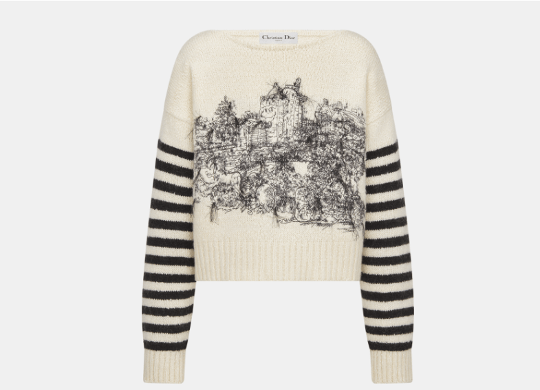 Dior o1w1db10326 514S48 Embroidered Sweater in White/Black Size M / US 6-8 / IT 42-44 - 1 Thumbnail
