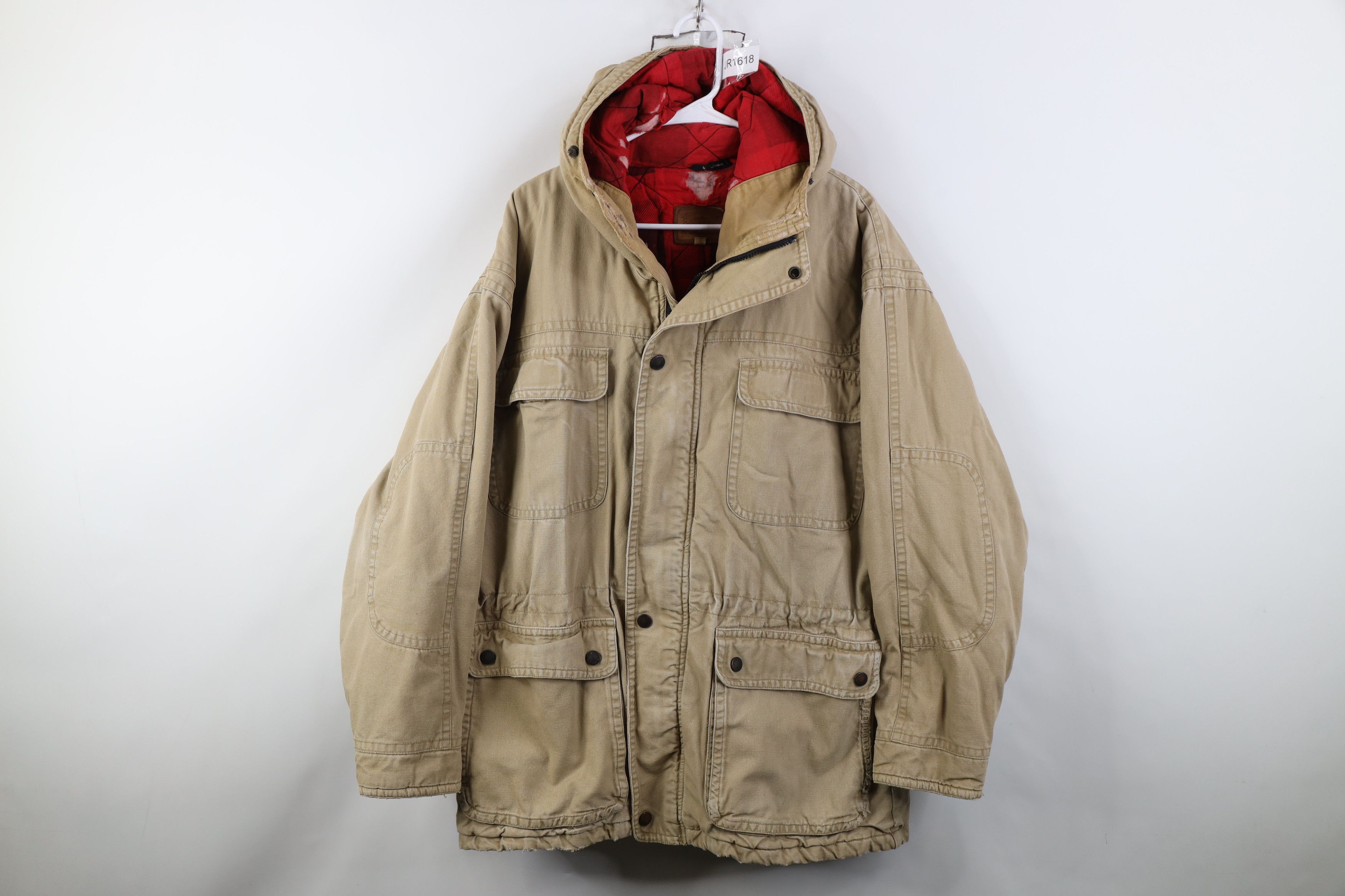 Vintage Vintage 90s Streetwear Flannel Lined Canvas Parka Jacket Size US L / EU 52-54 / 3 - 1 Thumbnail