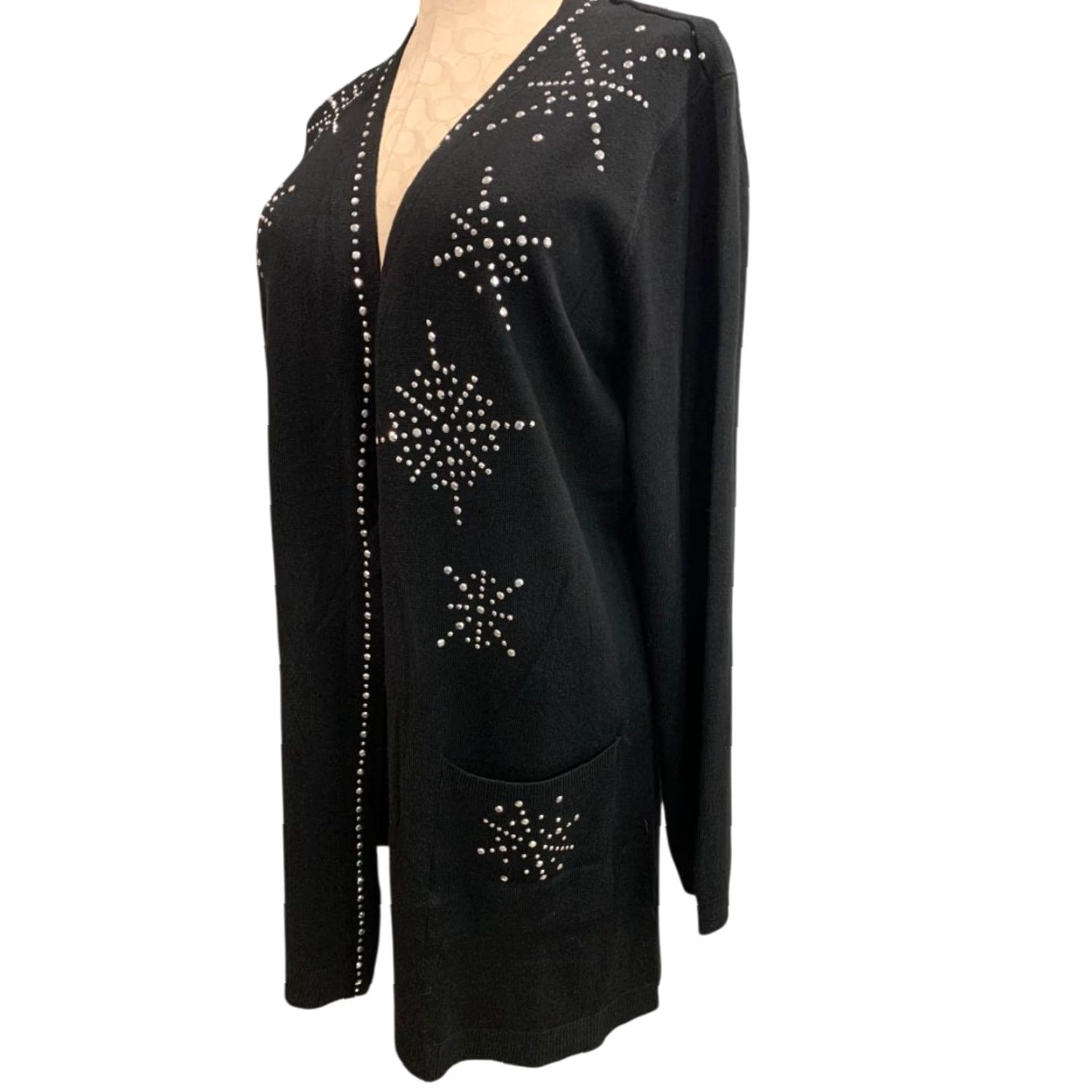 Vintage Seven Manor New Black Embellished Cardigan Sweater XL Holiday Womens Size XL / US 12-14 / IT 48-50 - 5 Thumbnail