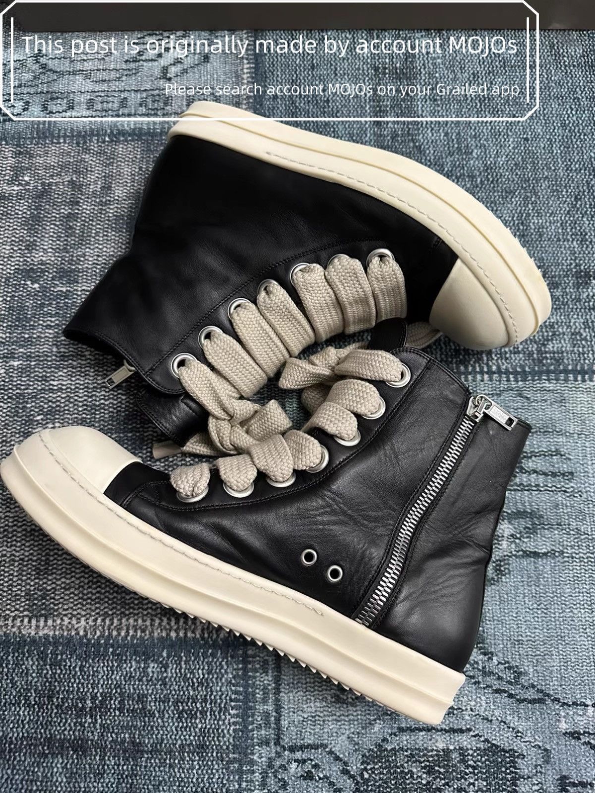 Rick Owens Sz 44 Rick Owens Oversized Lace Leather Ho-top mojos52506 Size US 11 / EU 44 - 2 Thumbnail