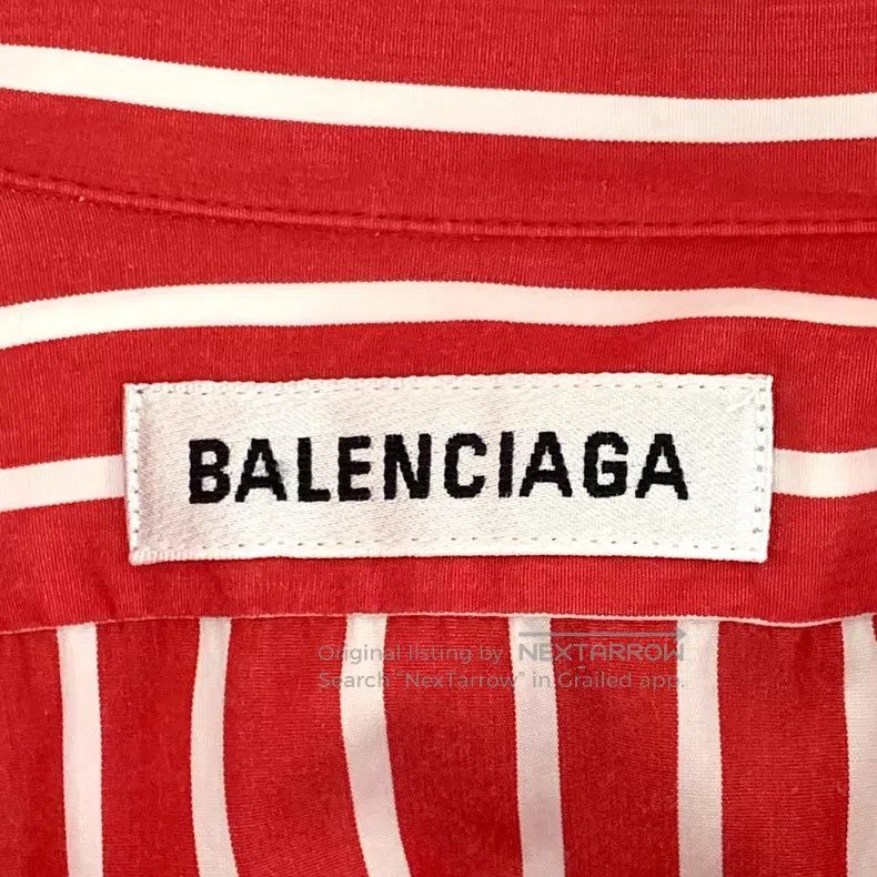 Balenciaga Balenciaga Red striped logo letter printed cotton collar s Size XXS / US 00 / IT 34 - 6 Thumbnail