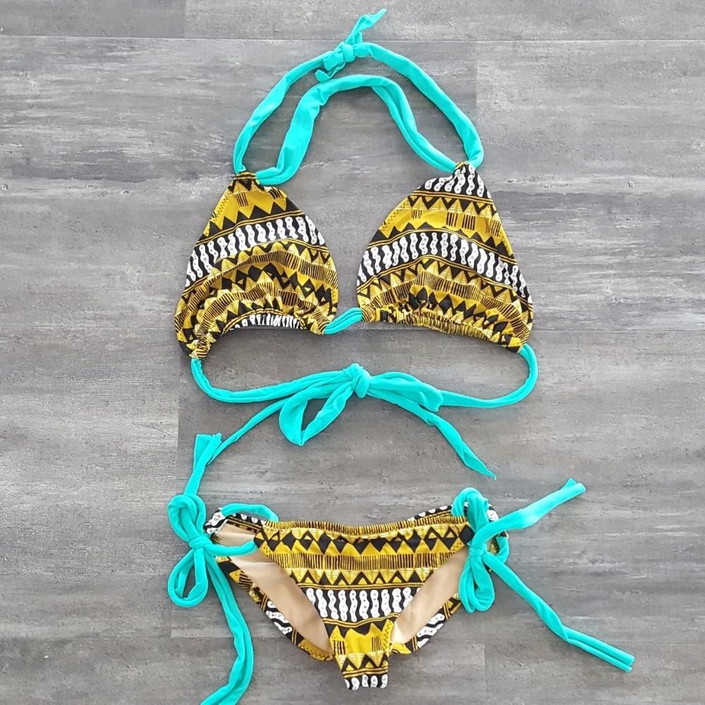 Designer Turquoise Tribe Lucy Bea Bikini Set Size ONE SIZE - 1 Thumbnail