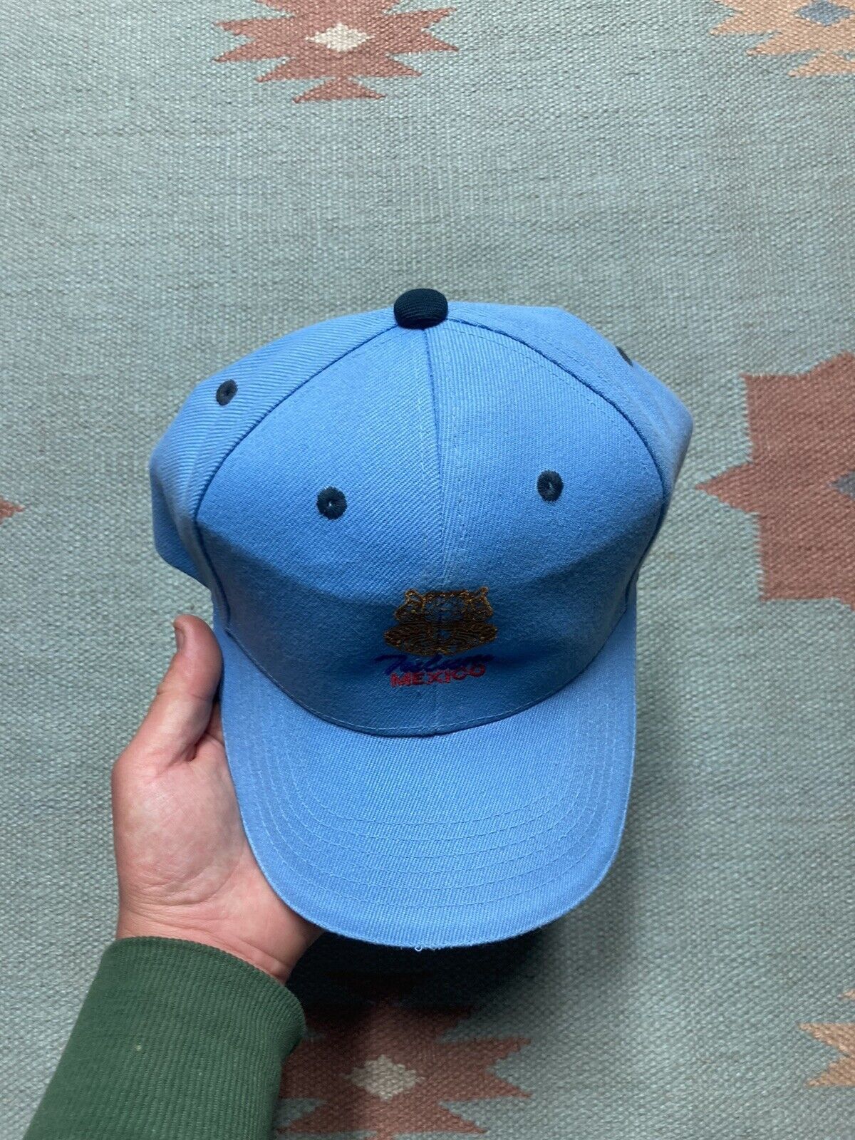Vintage VTG Strapback hat Tulum Mexico Caribbean beach ocean blue Size ONE SIZE - 3 Thumbnail