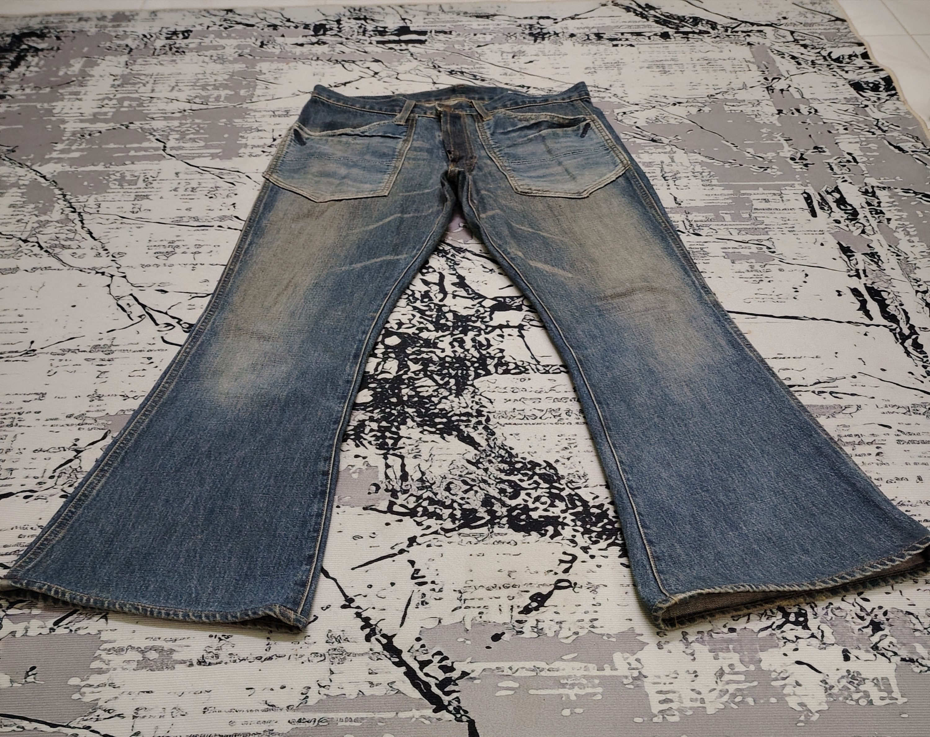Big John VINTAGE 80s BIG JOHN FLARED BELL BOTTOM JEANS Size 34" / US 12 / IT 48 - 3 Thumbnail
