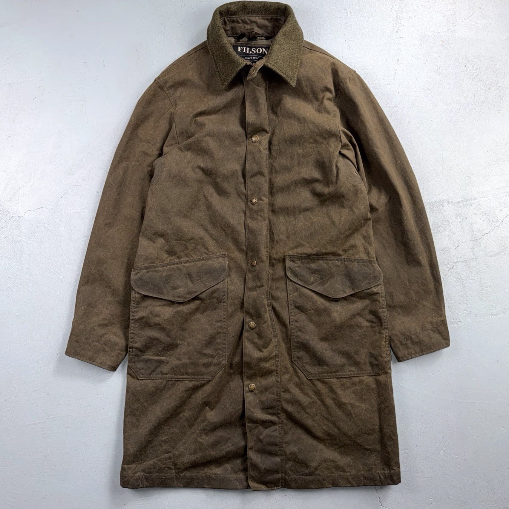 Filson VINTAGE Filson Trench Coat Jacket Waxed Olive Oil Cloth XS Men Army Waxed Mint Condition Size US XS / EU 42 / 0 - 2 Thumbnail