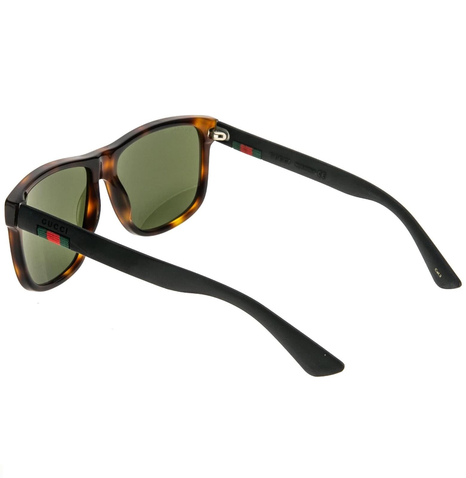 Gucci GUCCI GG0010S STRIPE 0010 Black Rubber Square Sunglasses Size ONE SIZE - 8 Thumbnail