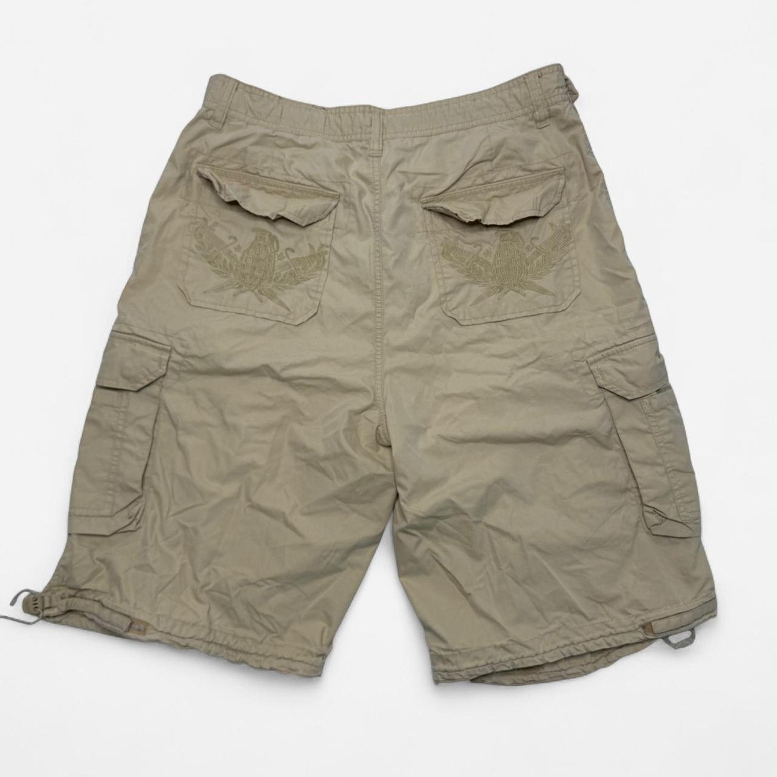 Southpole Southpole Y2K Cargo Shorts Tan Embroidered Patches Size 32 Size US 32 / EU 48 - 4 Thumbnail
