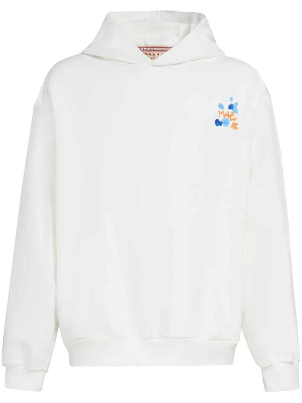 Marni oc11z0525 Logo-Print Cotton Hoodie in White Size US L / EU 52-54 / 3 - 1 Thumbnail