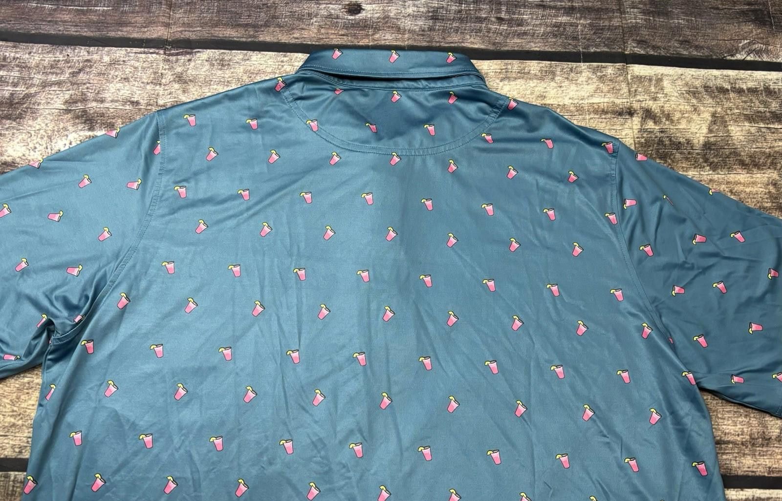 Other Deolax Polo Shirt Mens 2XL Pink Lemonade Print Golf Stretch Size US XXL / EU 58 / 5 - 6 Thumbnail