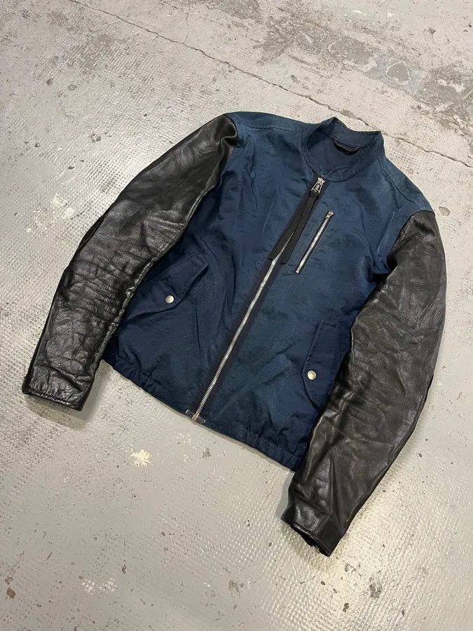 Acne Studios SS2013 Acne Studios Constrast Hybrid Leather & Nylon Navy Bomber Jacket Size US M / EU 48-50 / 2 - 4 Thumbnail