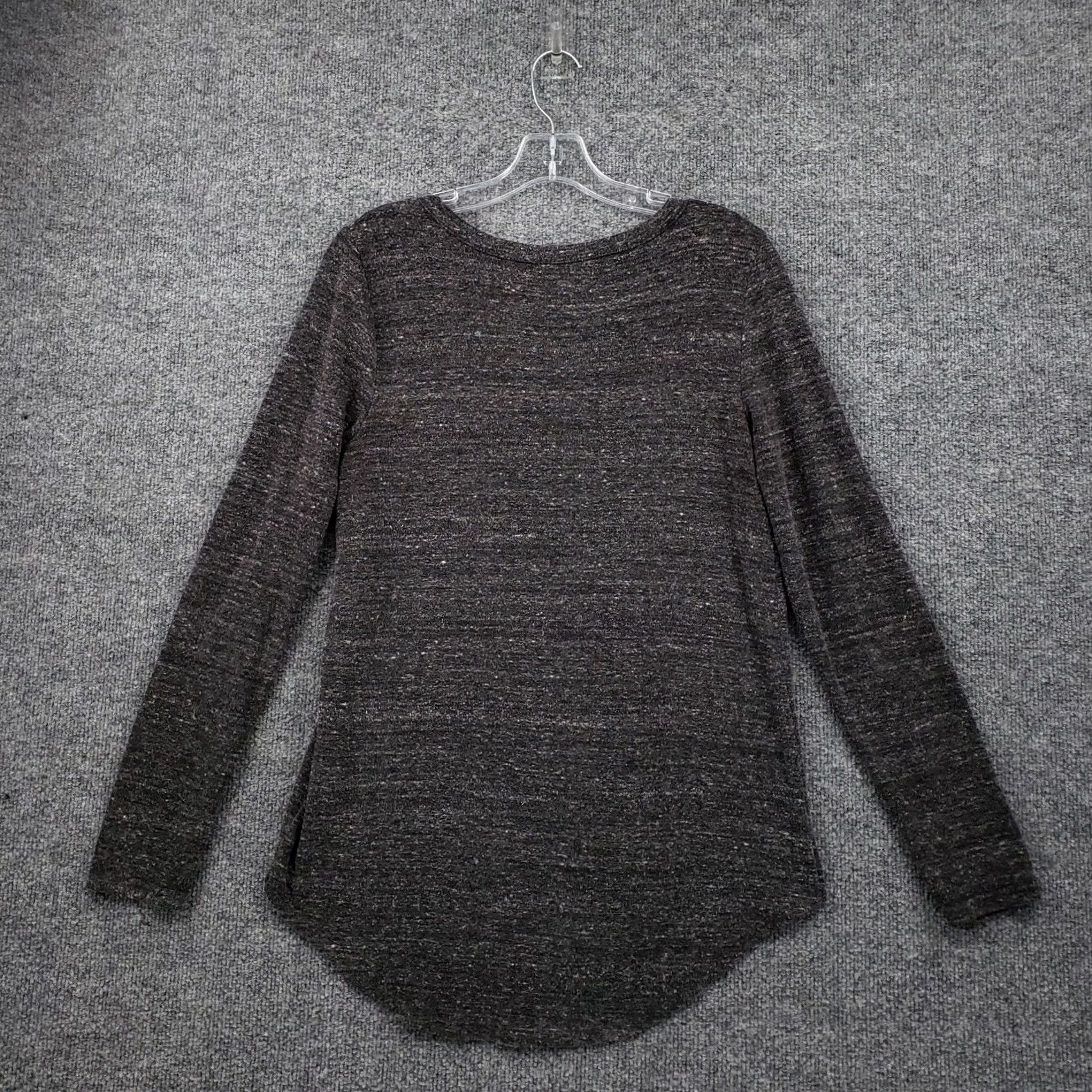 Vintage Rock & Republic T-Shirt Womens S Small Gray Lace Up V-Neck Long Sleeves Tee Size S / US 4 / IT 40 - 2 Thumbnail