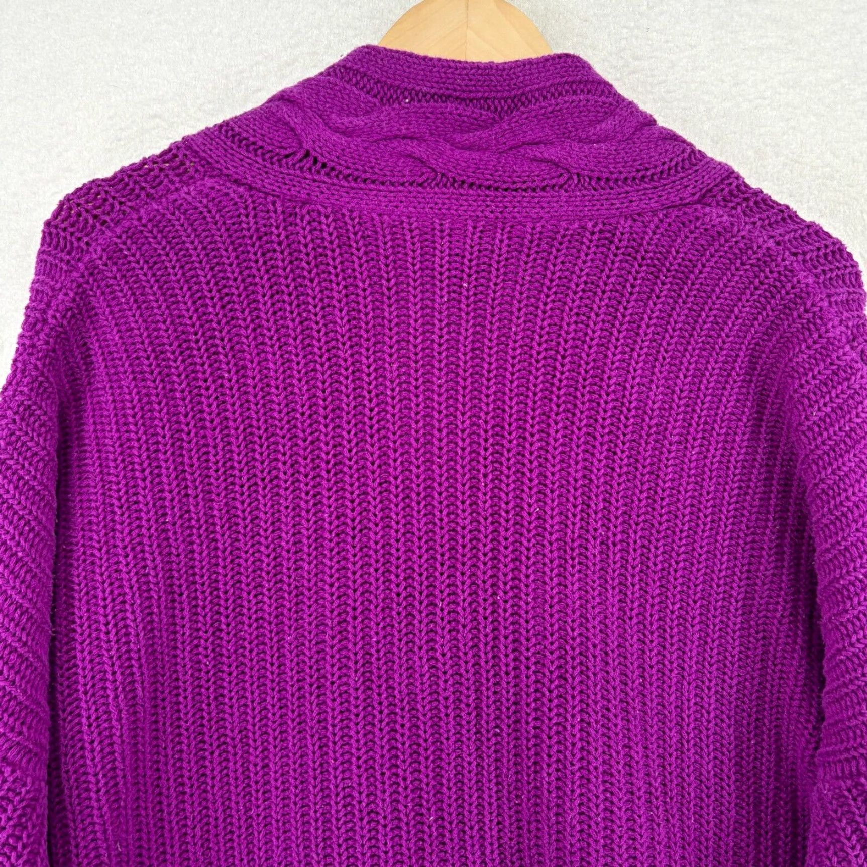 LAUREN RALPH LAUREN Sweater Women 1X Plus Cable Knit V-Neck Cotton Purple Adult Plus Size Pullover Dolman Sleeve Pilling Indicating Purple Womens