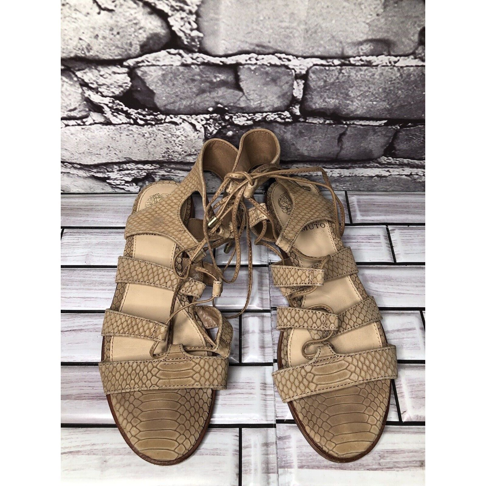 Vince Camuto Vince Camuto Tany Tan Leather Snake Print Gladiator Lace San Size US 6 / IT 36 - 14 Thumbnail