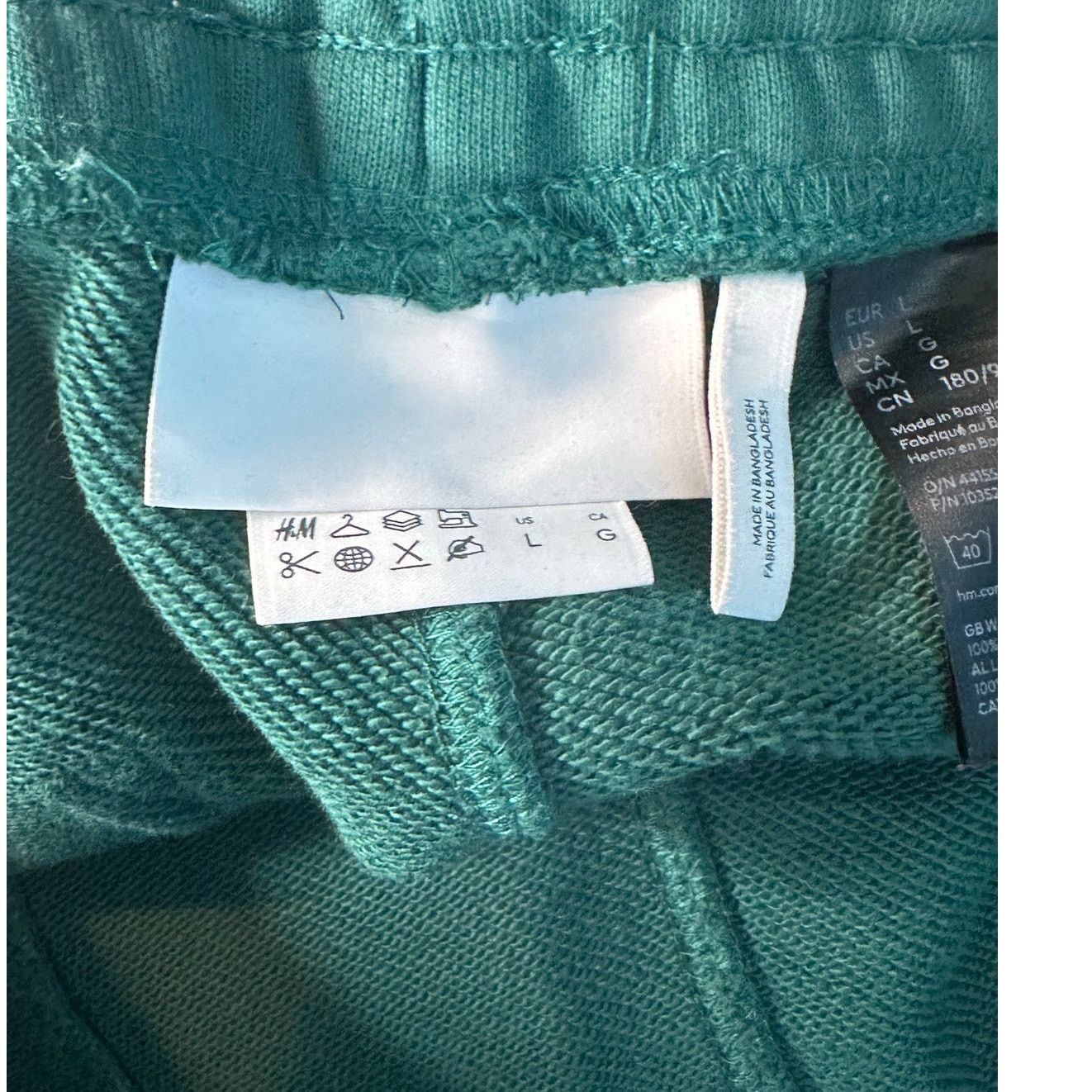 H&M H&M green cotton pull on sweat pants joggers size Large Size US 40 / EU 56 - 3 Thumbnail