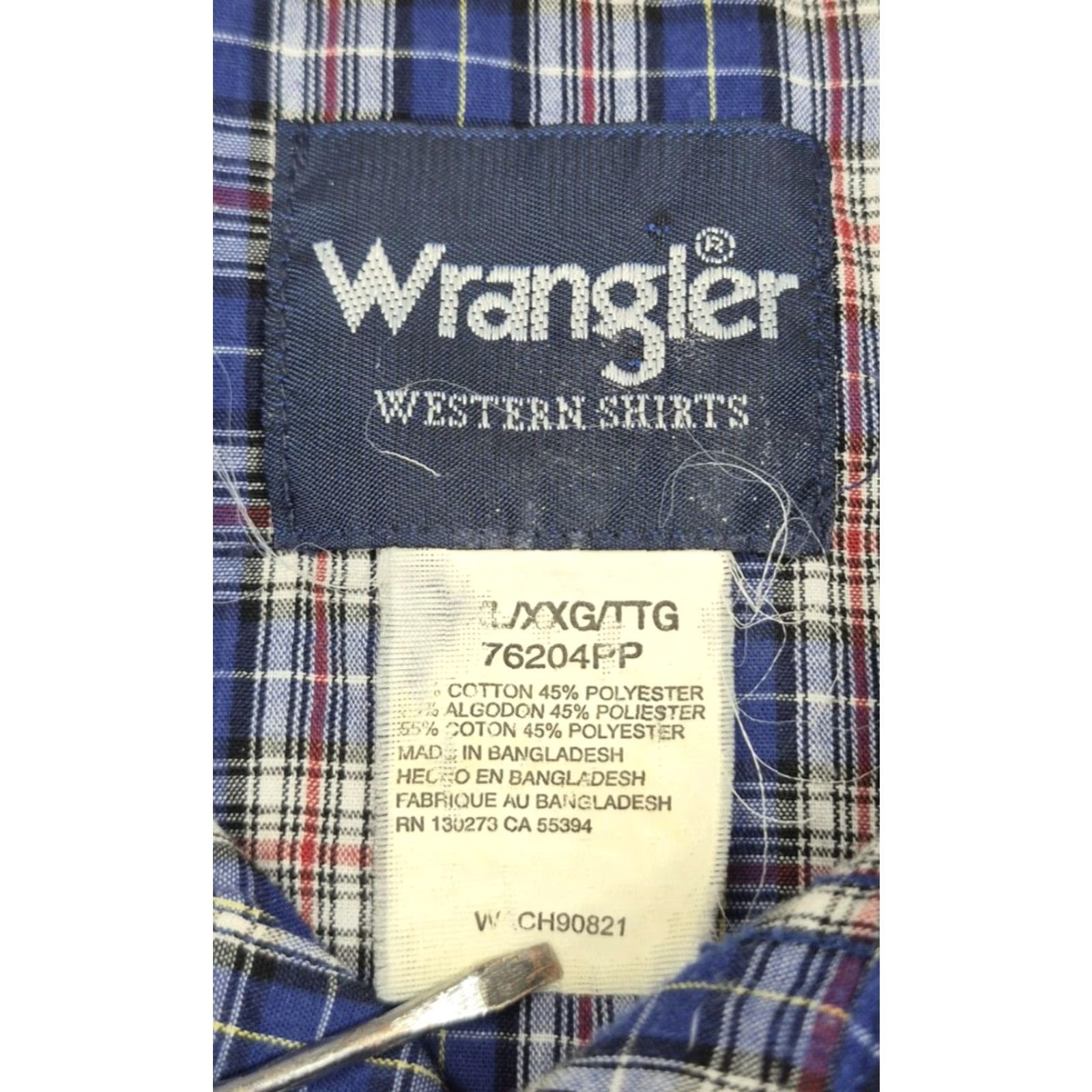 Wrangler VTG Wrangler Pearl Snap Shirt Mens XL Blue Plaid Short Sleeve Western Cowboy Shirt XL Mens Blue Plaid Pearl Snap Western Shirt Size US XL / EU 56 / 4 - 6 Thumbnail