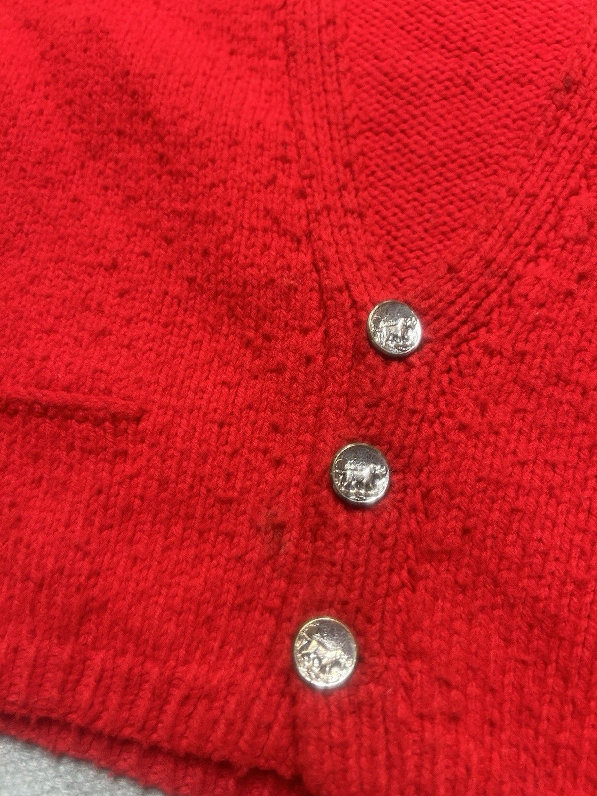 Vintage Vtg wool knit cardigan sweater metal buttons cropped medium Size M / US 6-8 / IT 42-44 - 3 Thumbnail