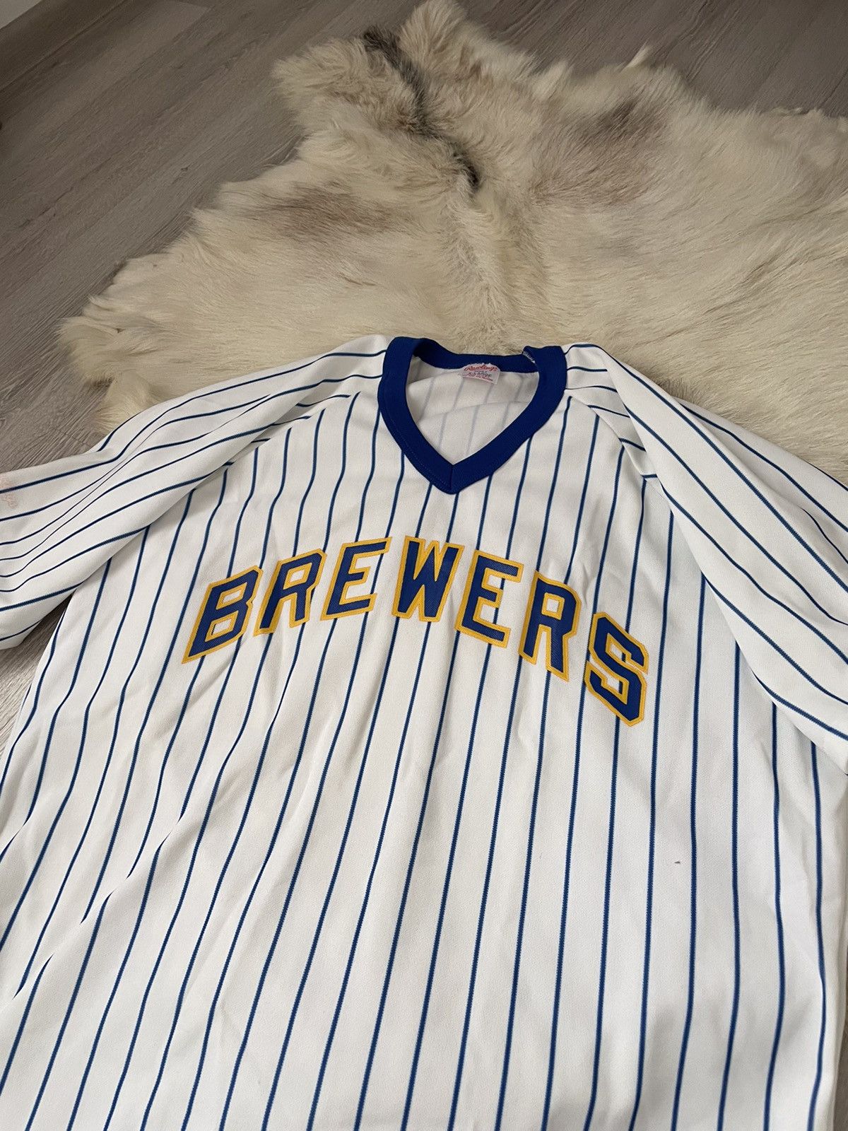 MLB 80s Milwaukee Brewers Rawlings Baseball Jersey Size US XL / EU 56 / 4 - 3 Thumbnail