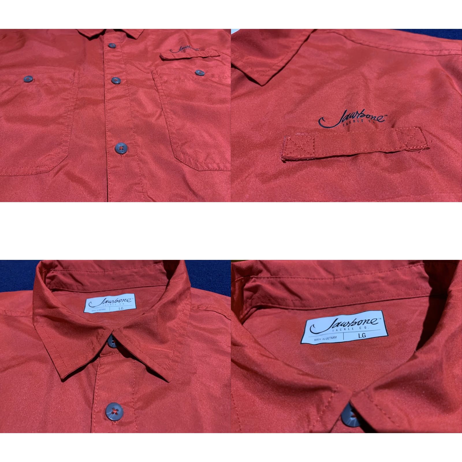 CO Jawbone Tackle Co Fishing Shirt Large Red Button Front Nylon Short Sleeve Size US L / EU 52-54 / 3 - 4 Thumbnail