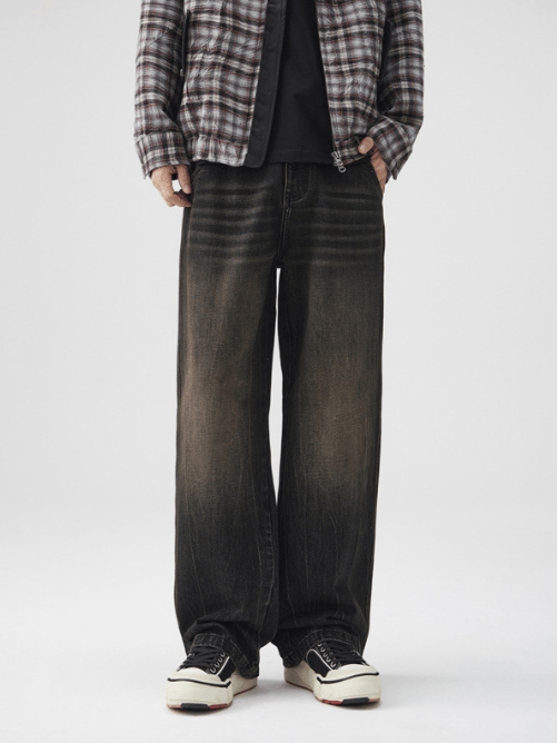 Japanese Brand Vintage washed distressed whisker loose fit American jeans Size US 32 / EU 48 - 1 Thumbnail