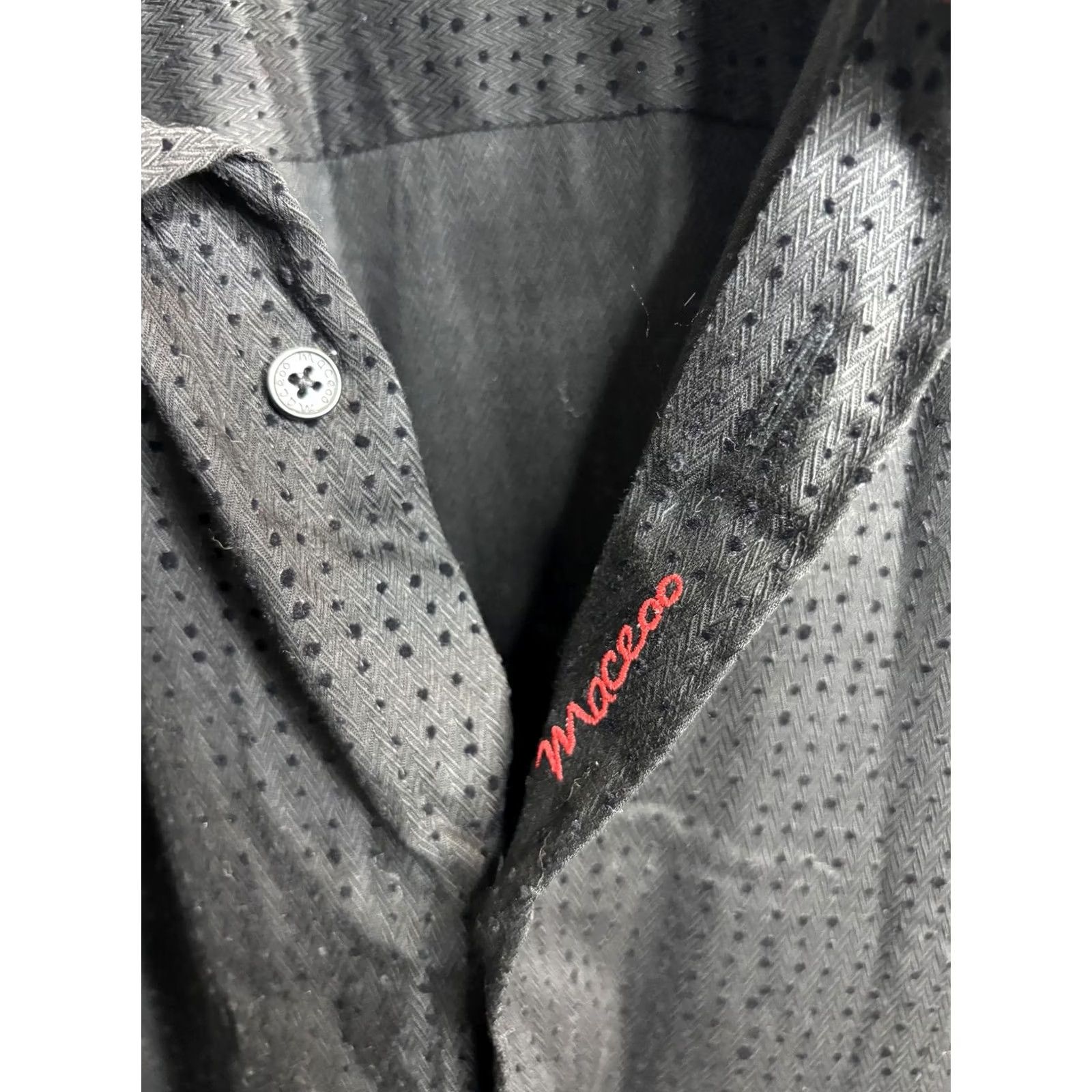 Maceoo Maceoo Shirt Mens M Black Italian Jacquard Long Sleeve Button Front Textured Size US M / EU 48-50 / 2 - 4 Thumbnail