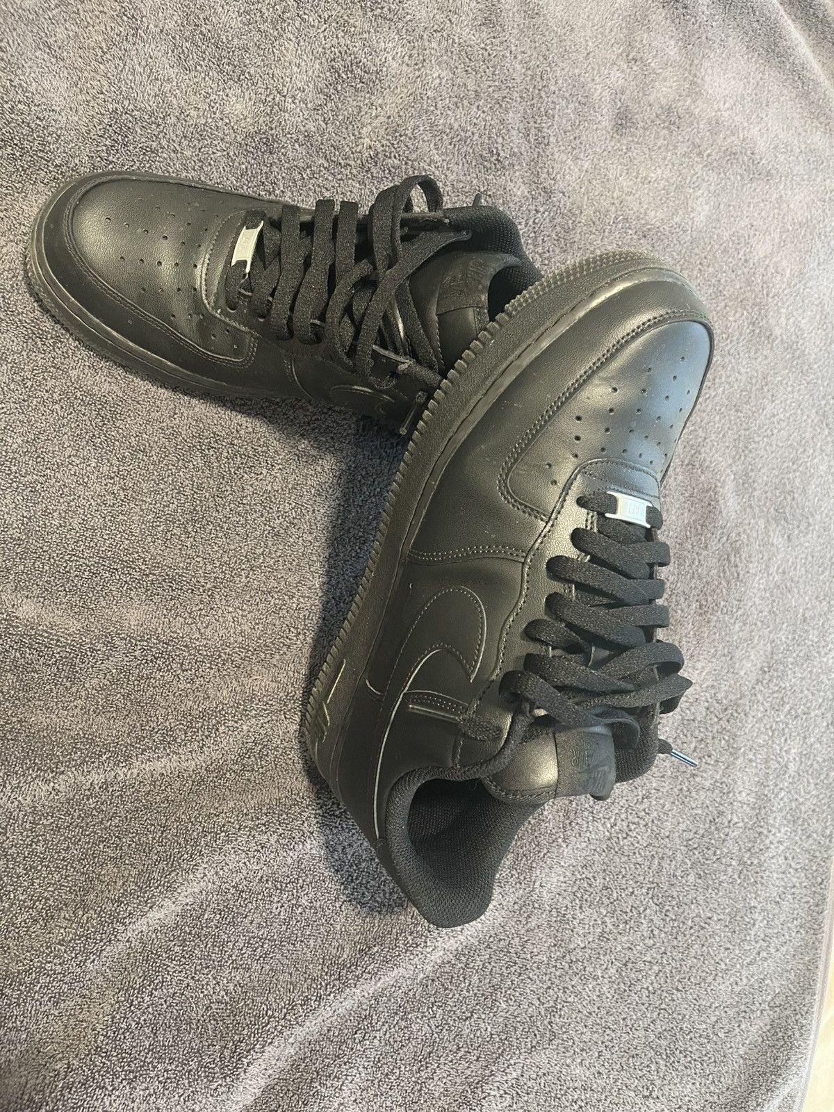 Nike Black low top Air Force ones Size US 11 / EU 44 - 1 Thumbnail