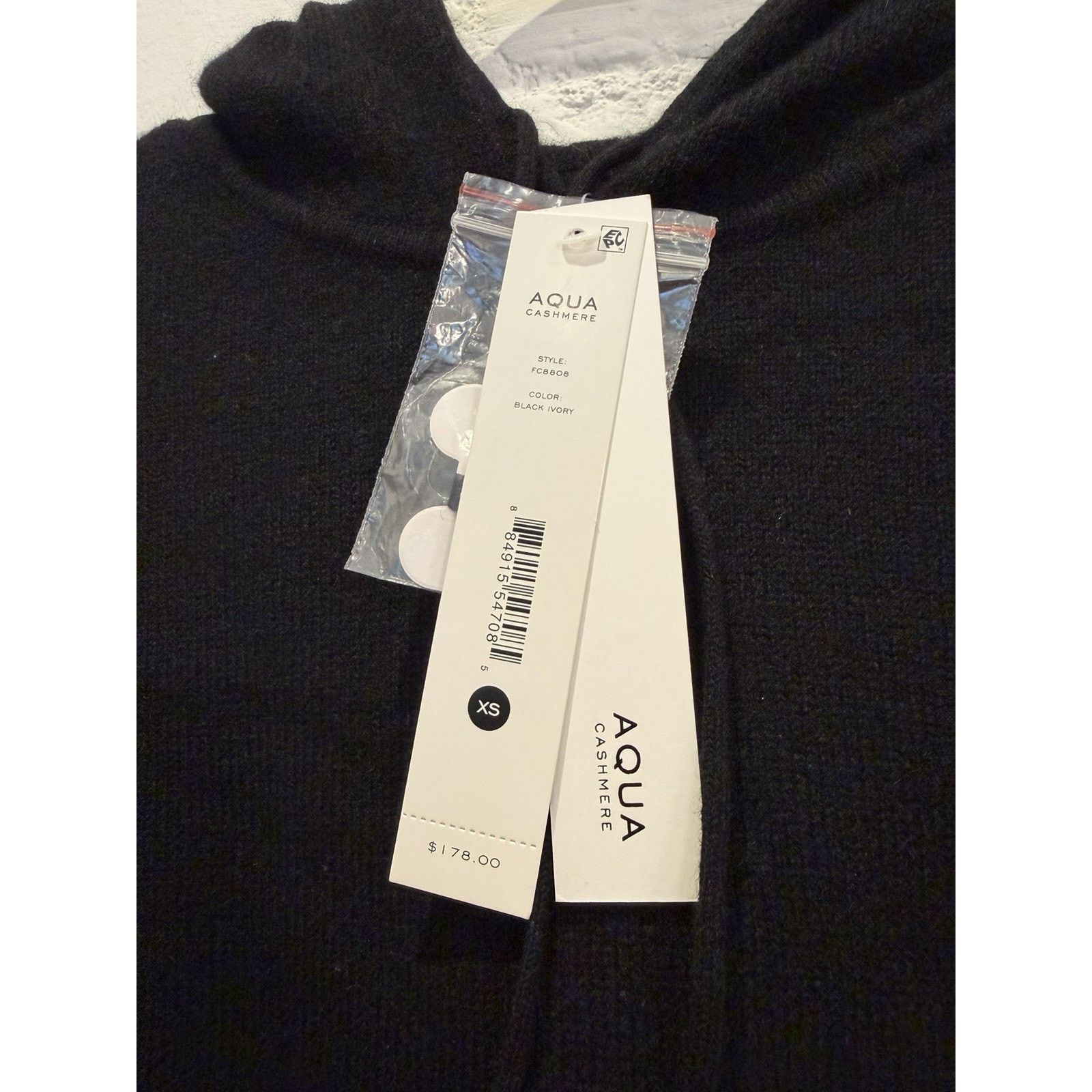 AQUA NWT Aqua Women's Black Striped Sleeve Cashmere Hoodie XS Size XS / US 0-2 / IT 36-38 - 3 Thumbnail