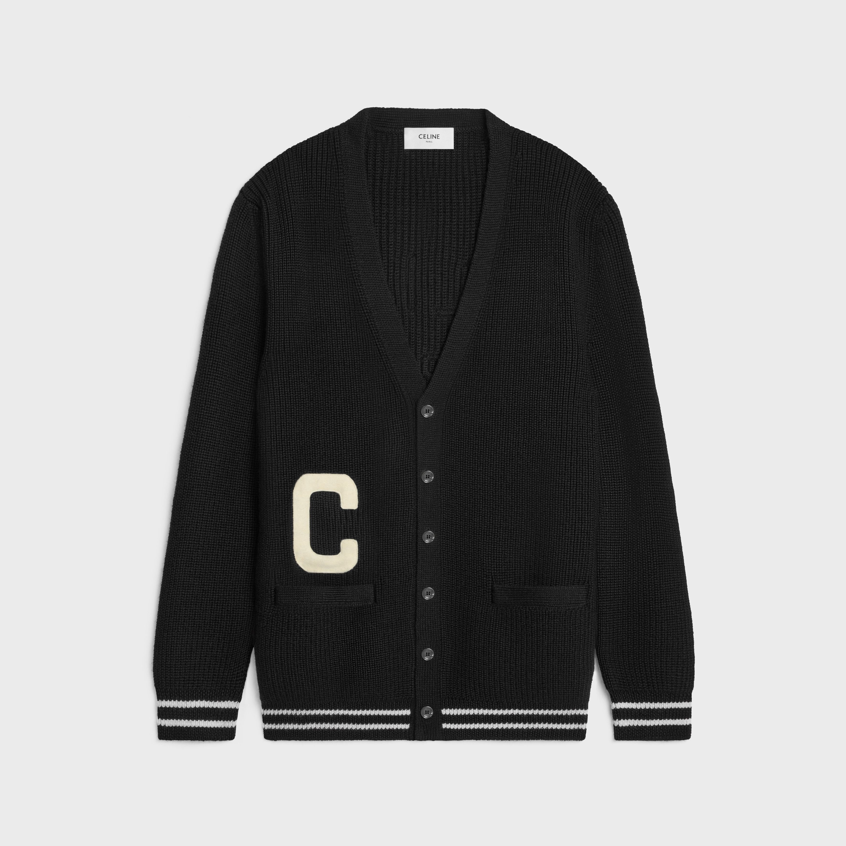 o1bcso1str0925 2AD0P830I Long College Cardigan in Black/Ecru