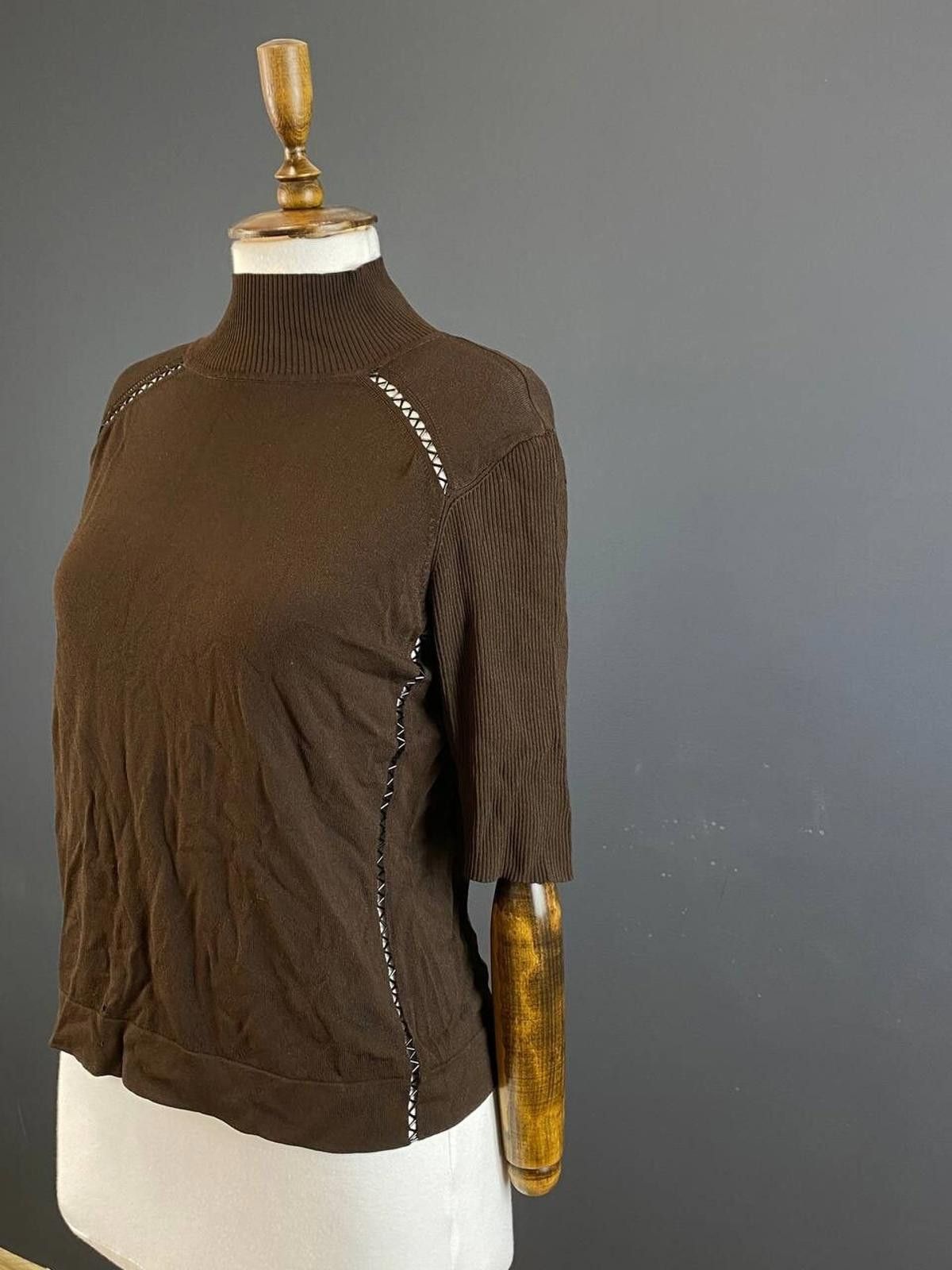 Escada Escada Brown Short Sleeve High Neck Top Blouse Size 42 Size M / US 6-8 / IT 42-44 - 6 Thumbnail