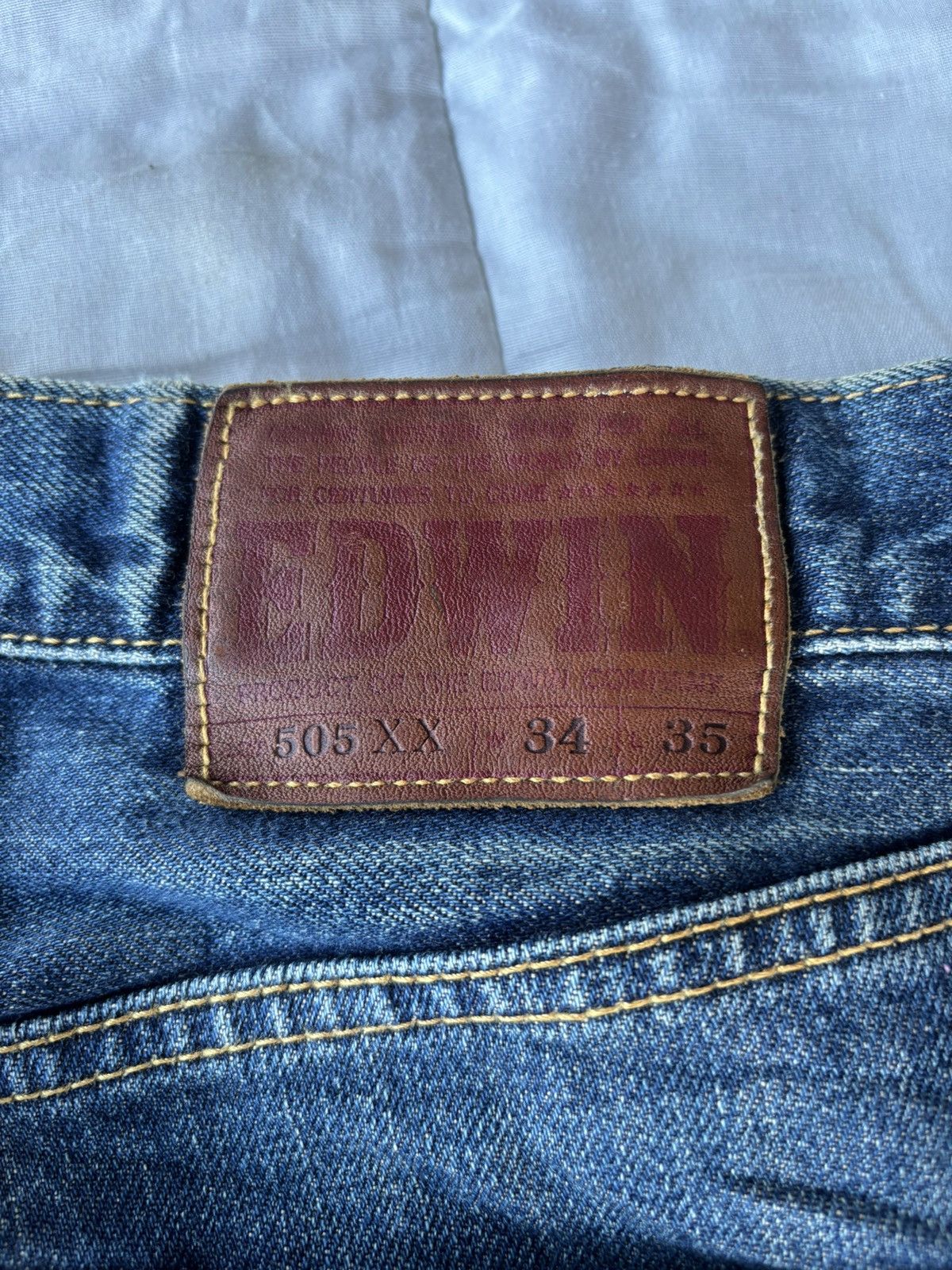 Edwin 🔥EDWIN 505xx SELVEDGE BAGGY JEANS RIPPED DISTRESSED DENIM Size US 33 - 18 Thumbnail
