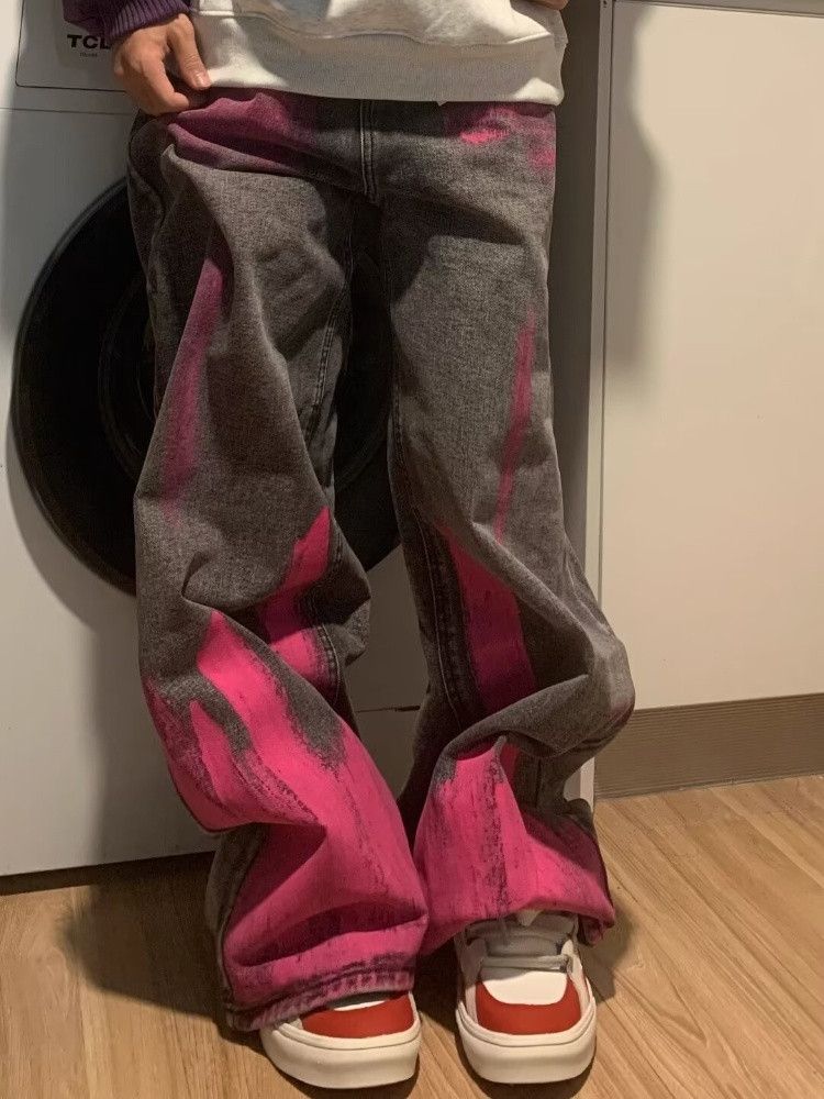 Japanese Brand × Vintage Women's Baggy Pink Jeans Size 31" - 2 Thumbnail