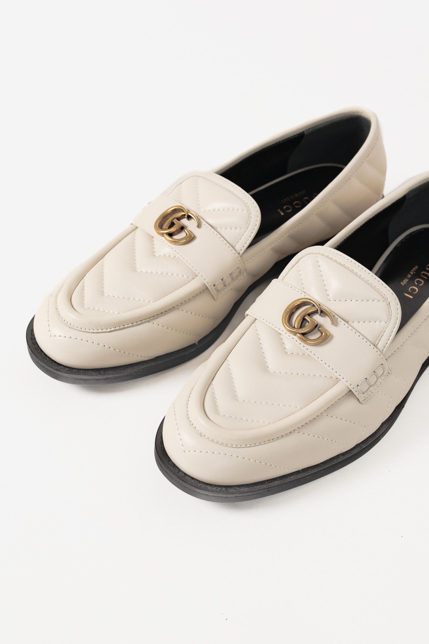 Gucci Gucci Marmont Cream GG Matelasse Leather Loafers Size US 7 / IT 37 - 7 Thumbnail